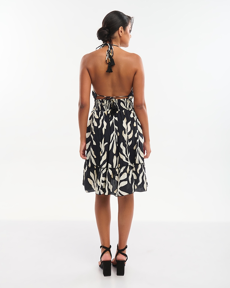 Φόρεμα BLE Κοντό Εμπριμέ Δετό Με Tropical Print