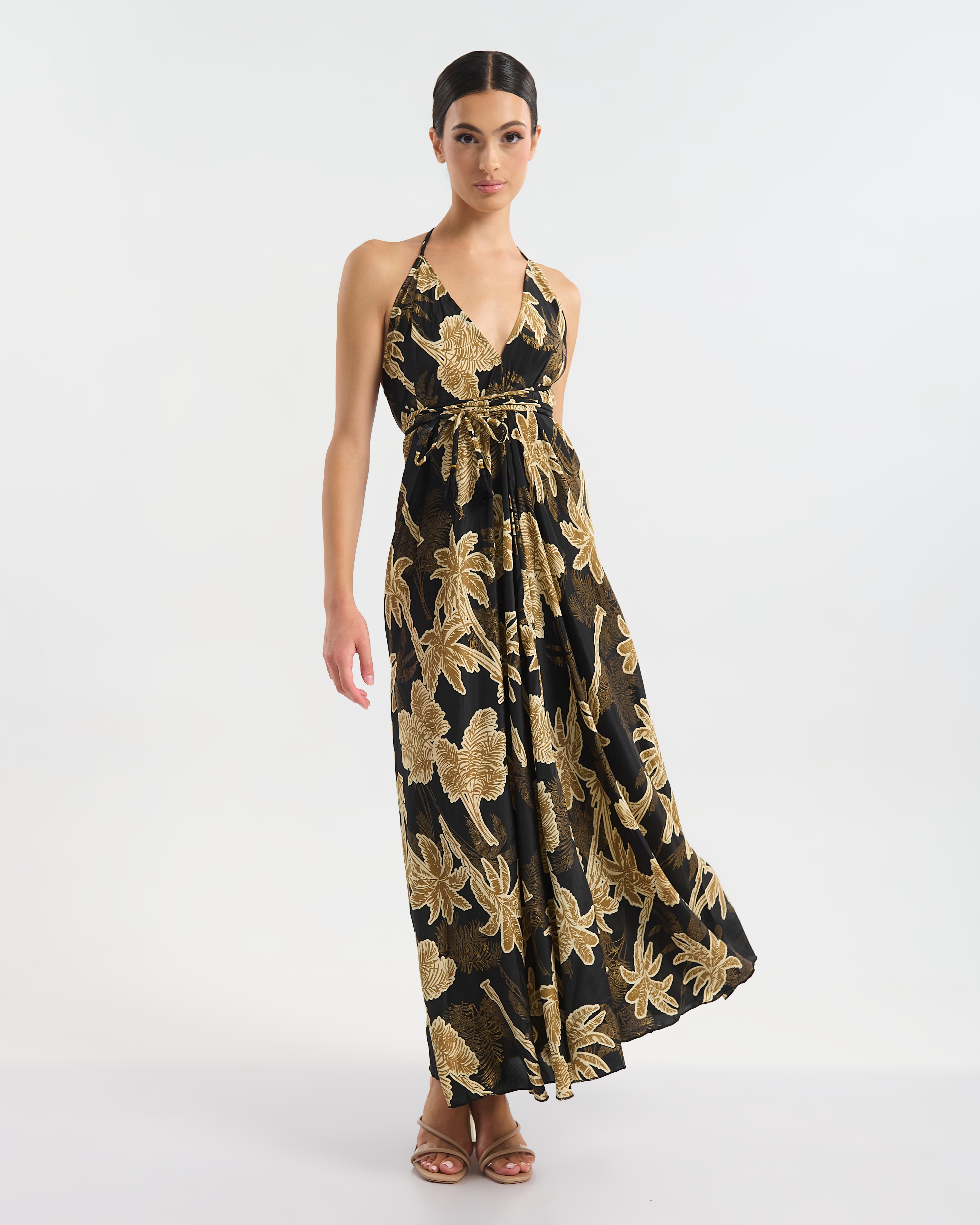 Φόρεμα BLE Μάξι Με Δέσιμο & Tropical Print