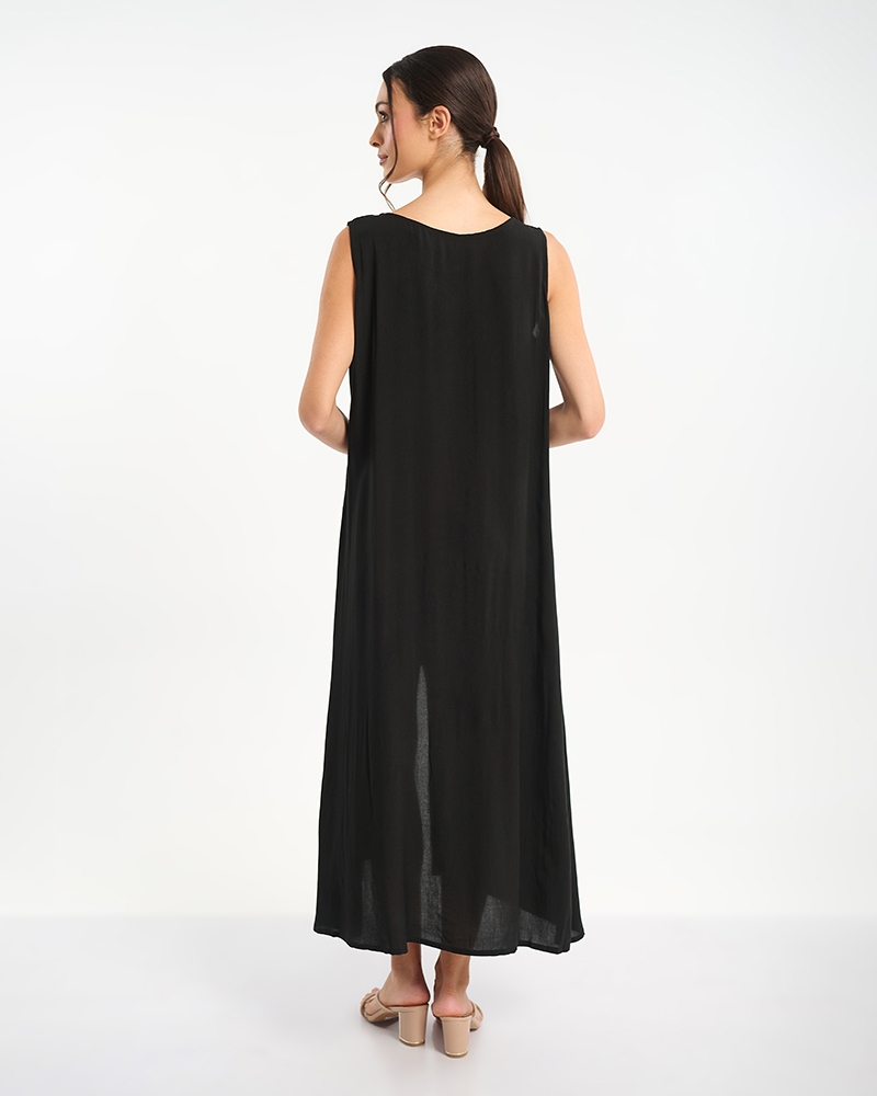 Φόρεμα BLE Maxi Με Κέντημα και Άνοιγμα Μπροστά