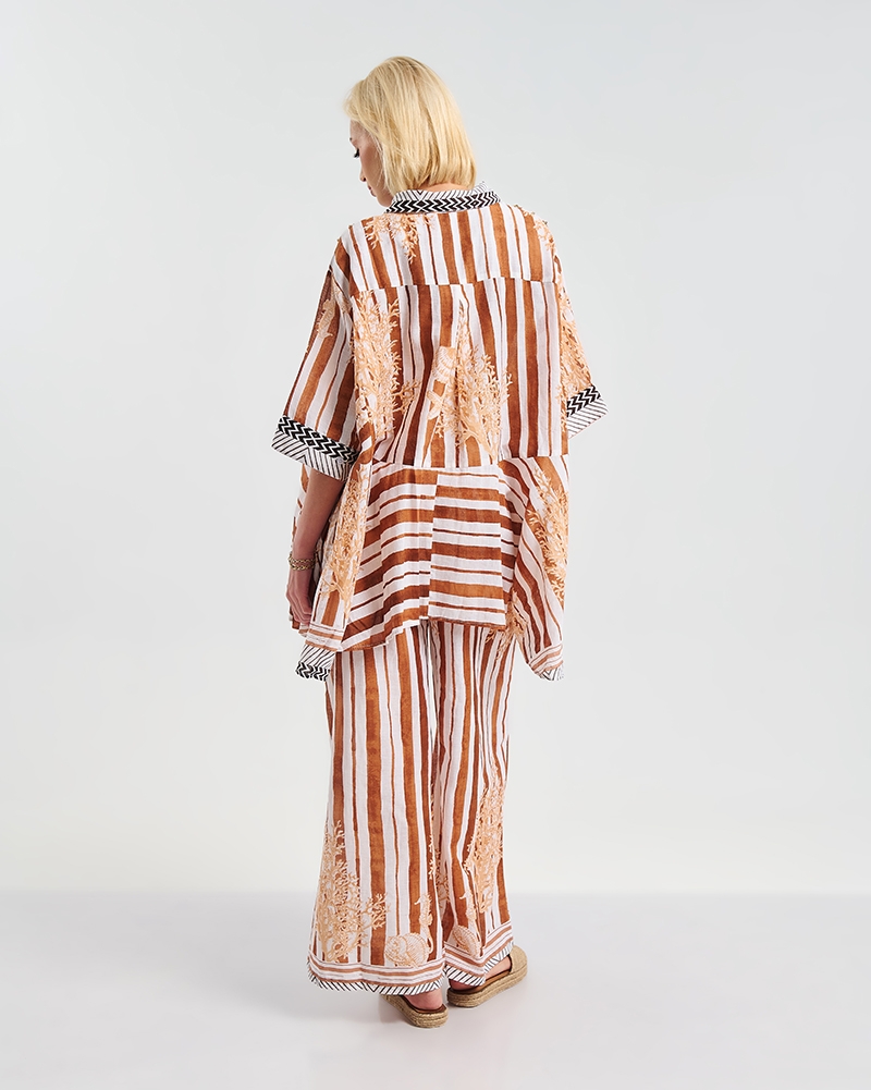 BLE Oversized Striped Shirt with Sea Inspired Print