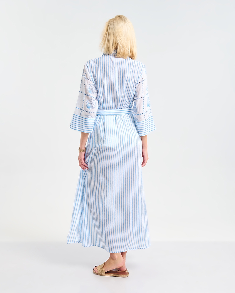 Φόρεμα BLE Maxi Με Seashell Print και Ζώνη