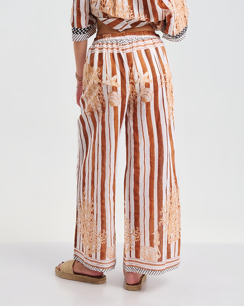 Παντελόνα BLE Ριγέ Με Coral Print