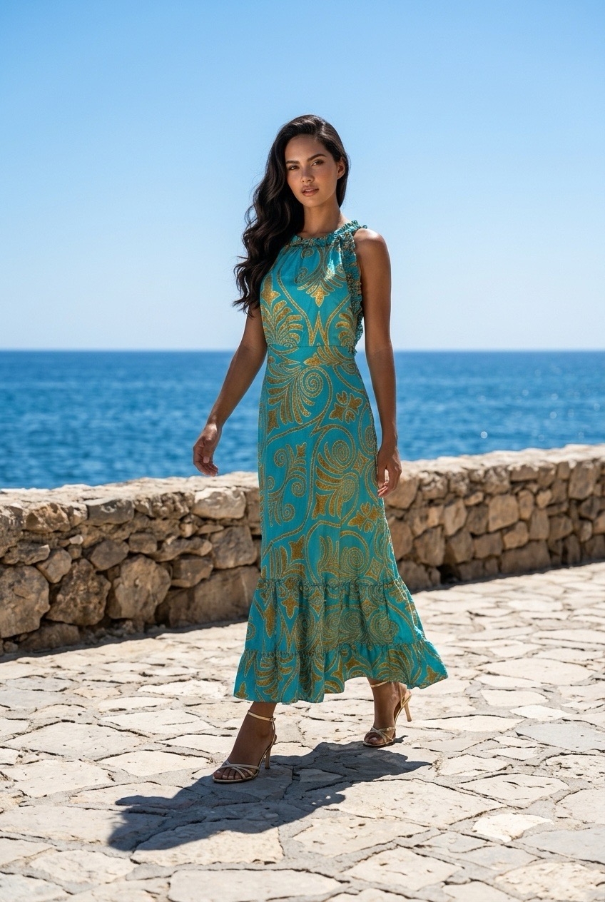 Φόρεμα BLE Maxi Με Γεωμετρικό Print