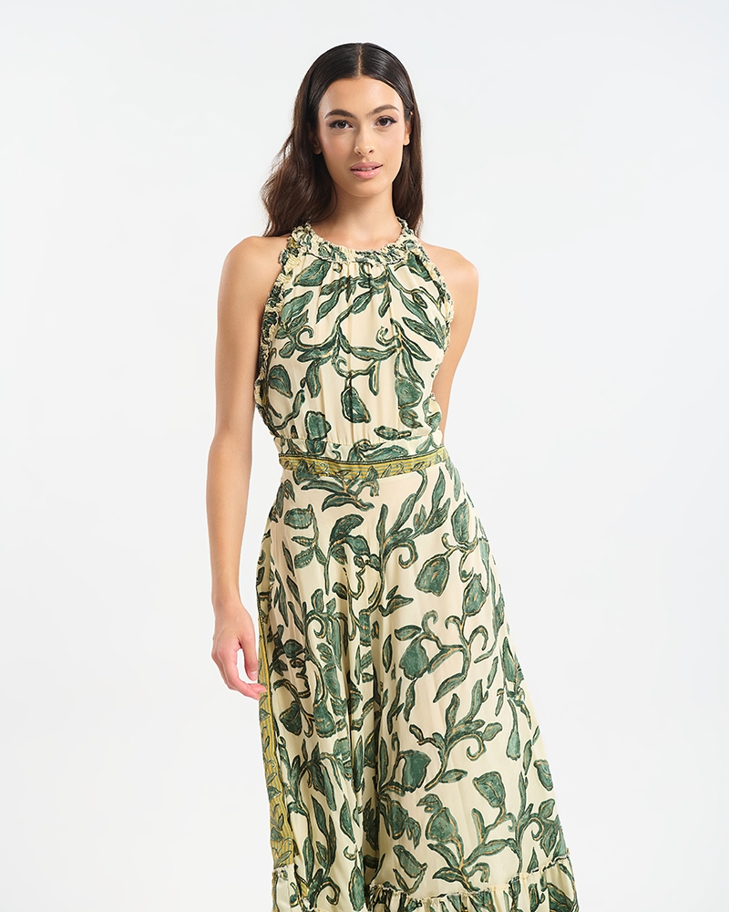 BLE Maxi Dress with Olive Floral Print