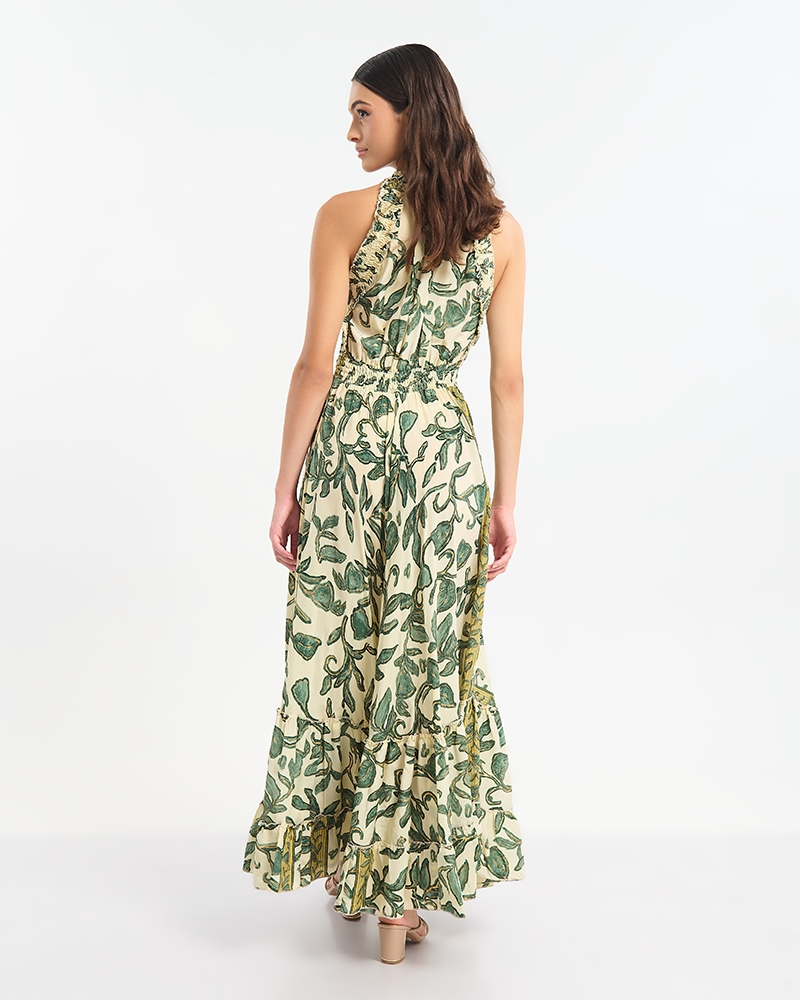 BLE Maxi Dress with Olive Floral Print