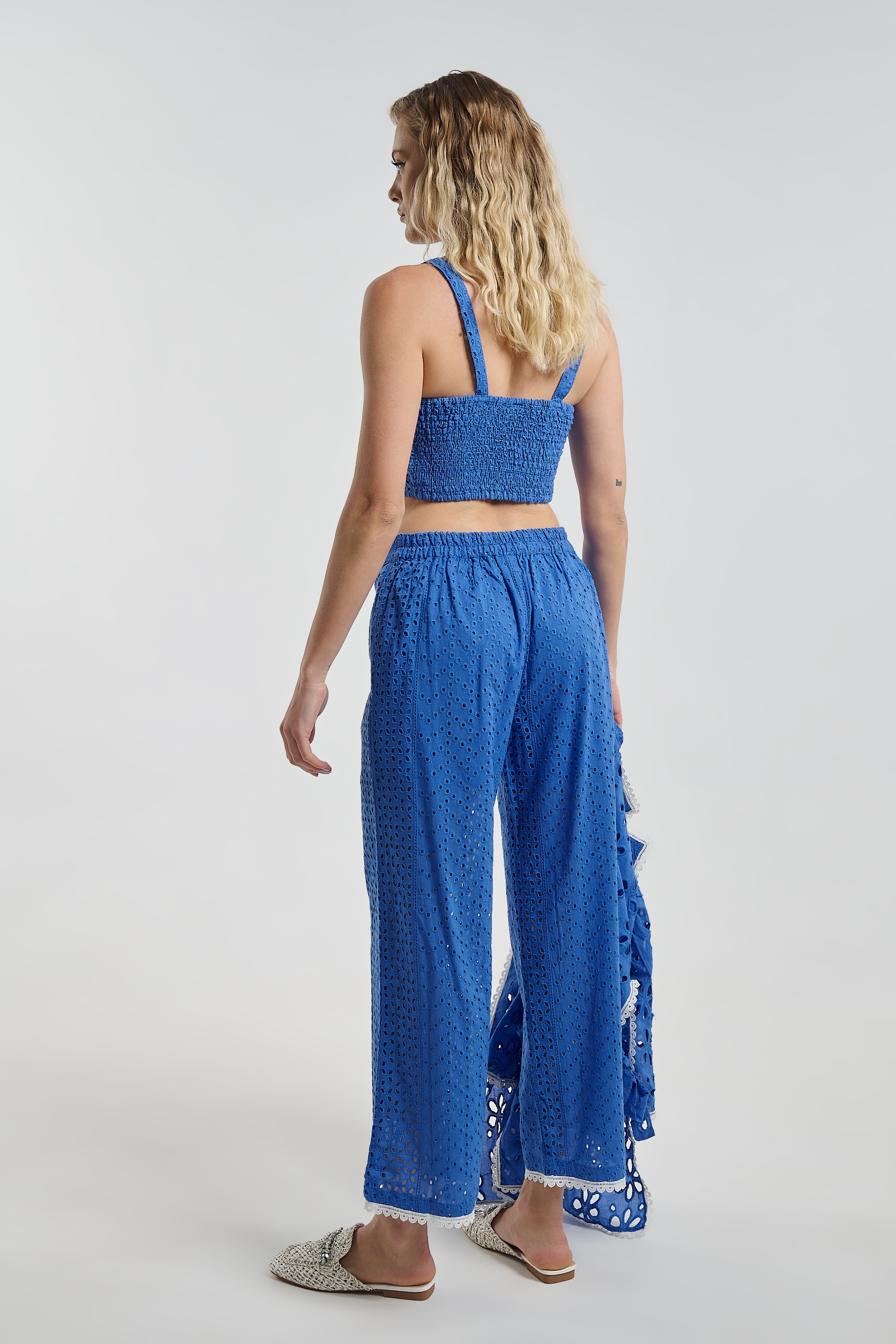 Σετ BLE 3 Τεμαχίων Broderie Crop Top & Παντελόνι