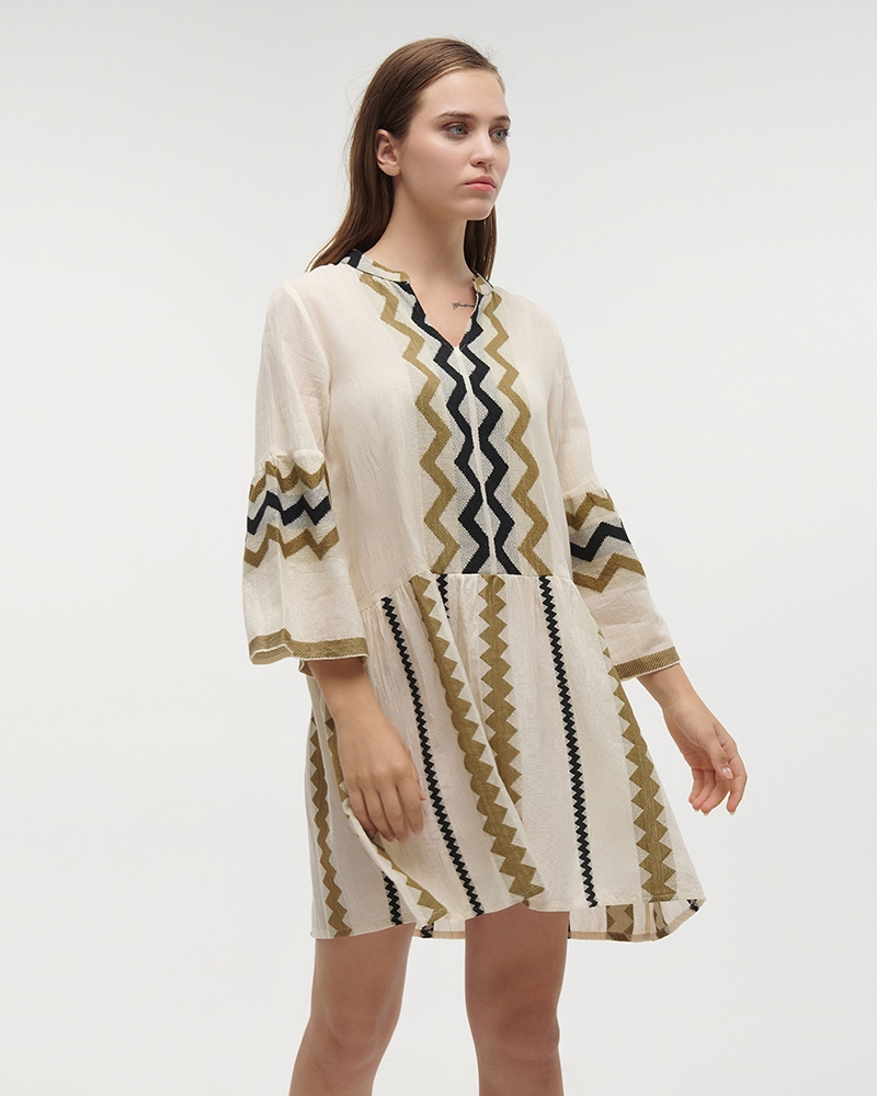 BLE Mini Dress with Ethnic Embroidery