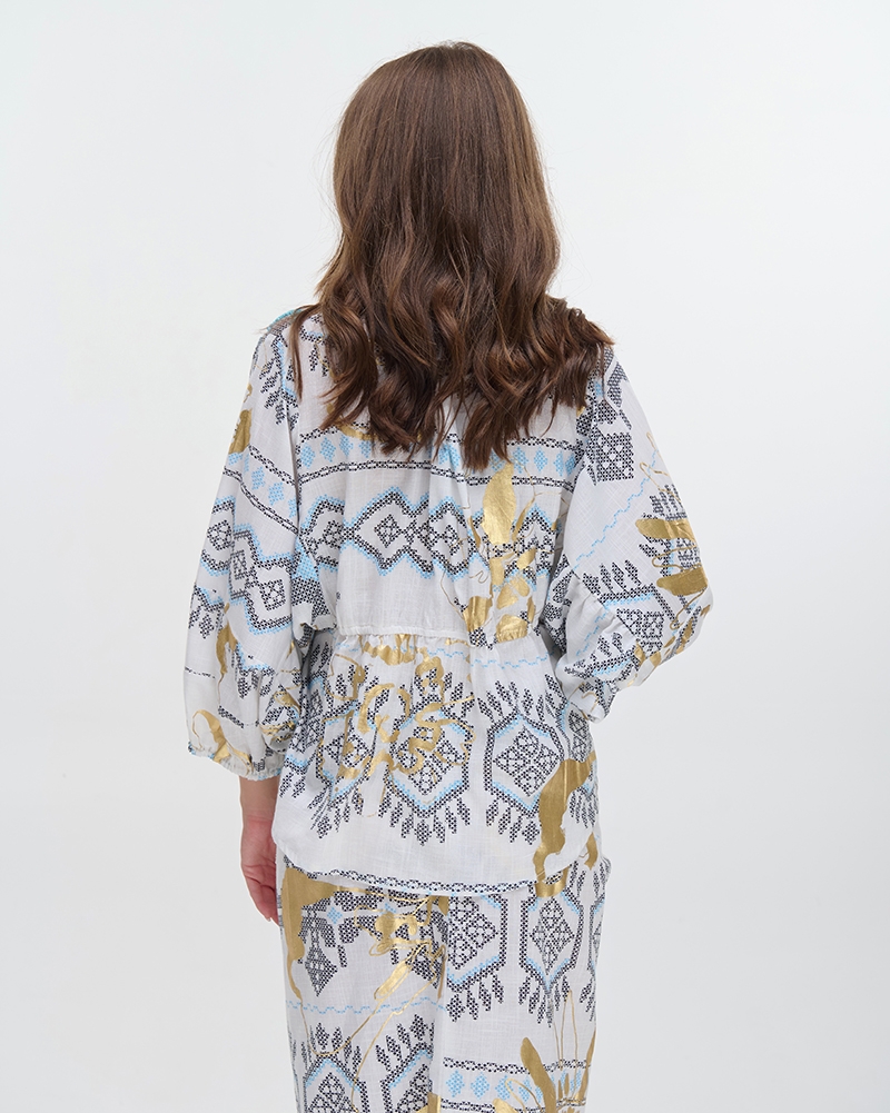 BLE Γυναικείο Κοντό Kimono Με Ethnic Print