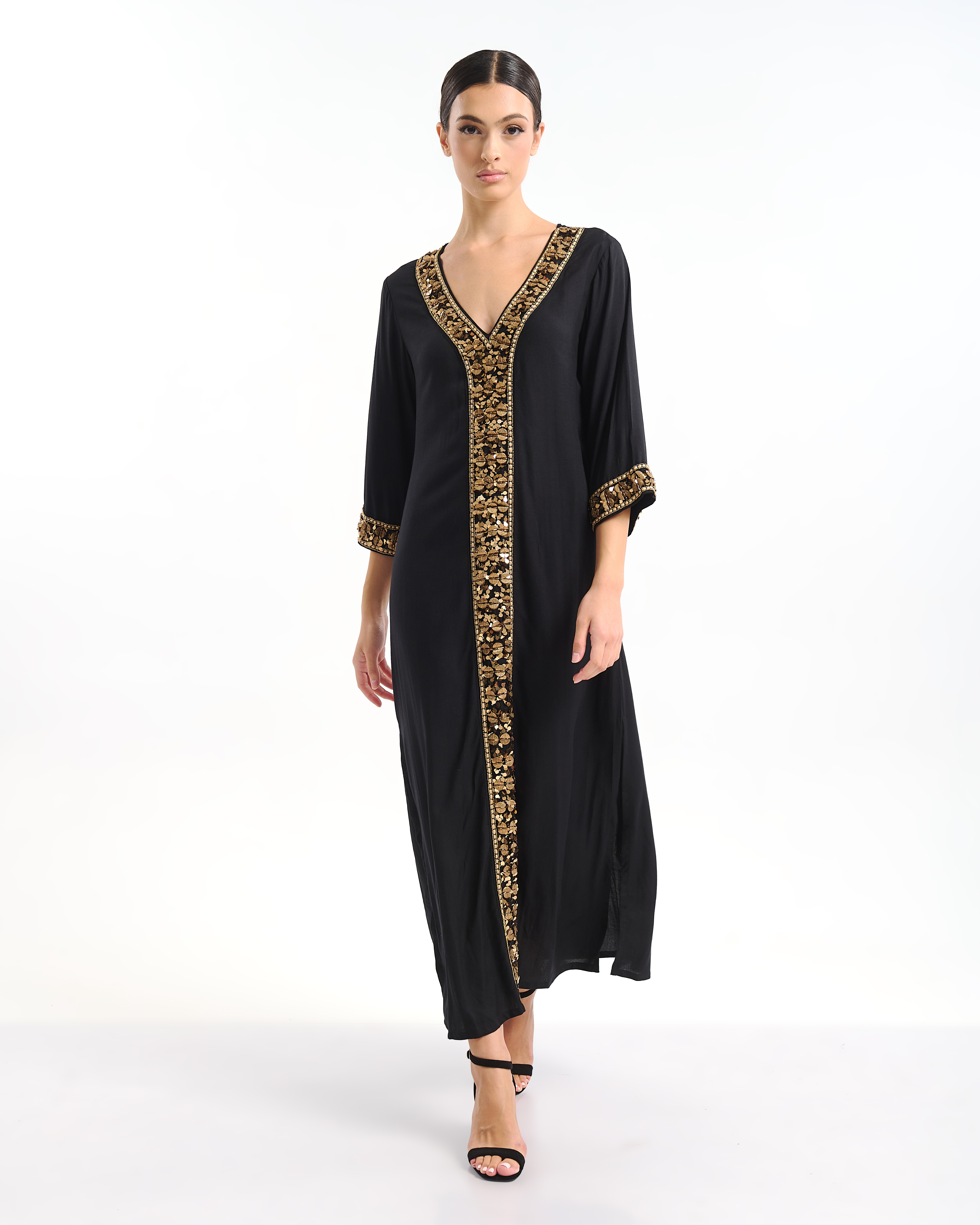 Καφτάνι BLE Maxi Με Χρυσές Πούλιες & Κέντημα