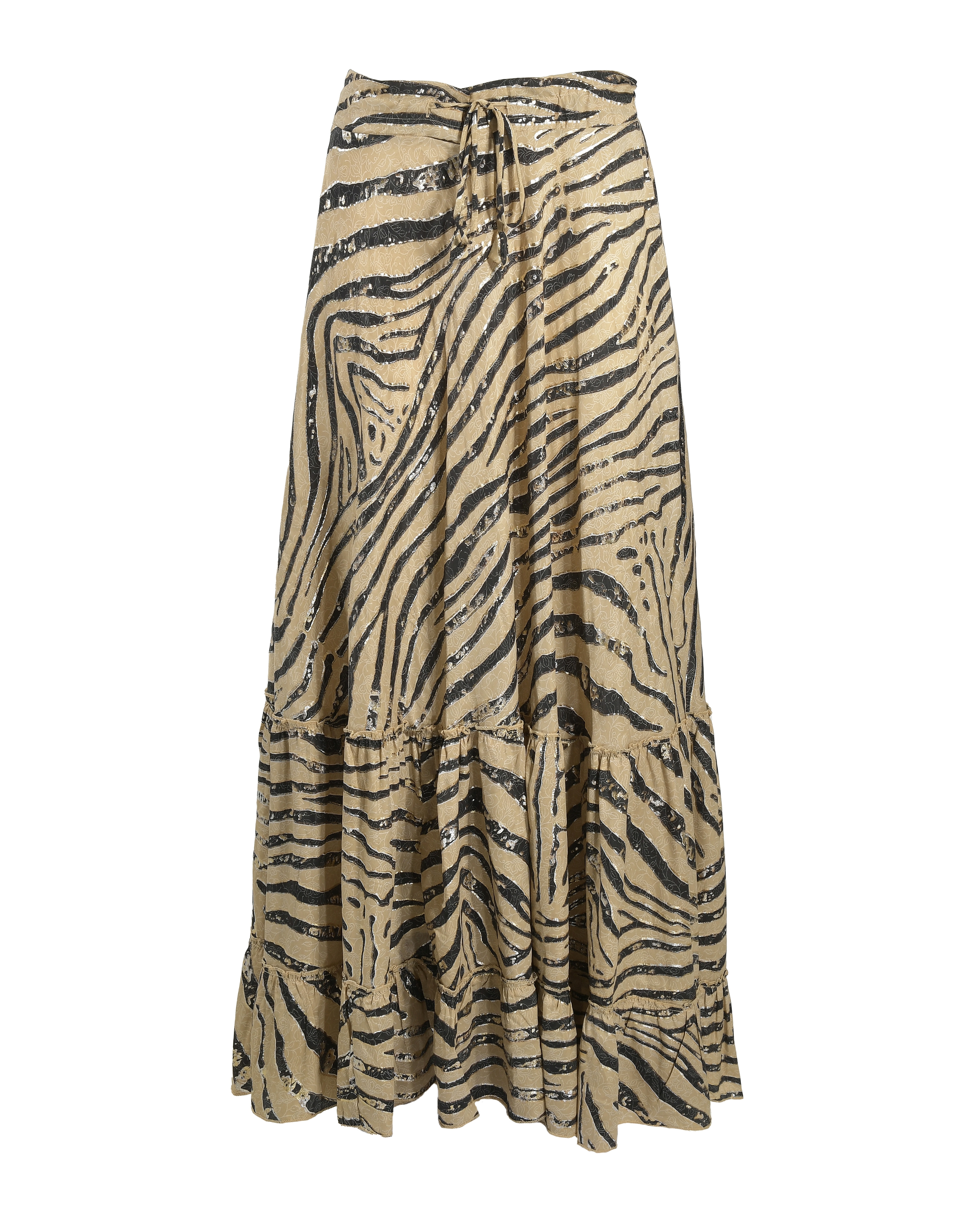 BLE Animal Print Maxi Skirt With Ruffles