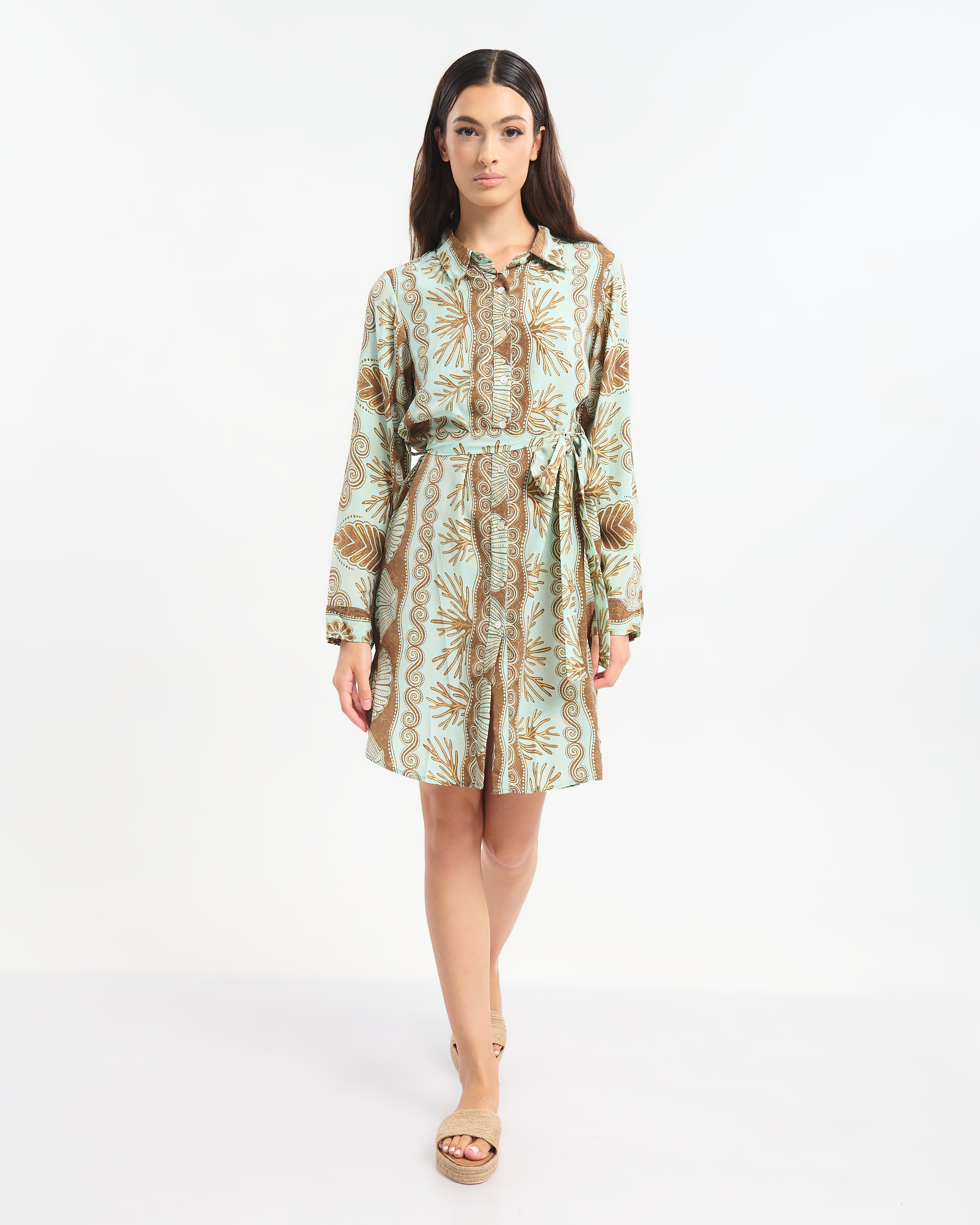 Φόρεμα BLE Mini Σεμιζιέ Με Ethnic Print & Ζώνη