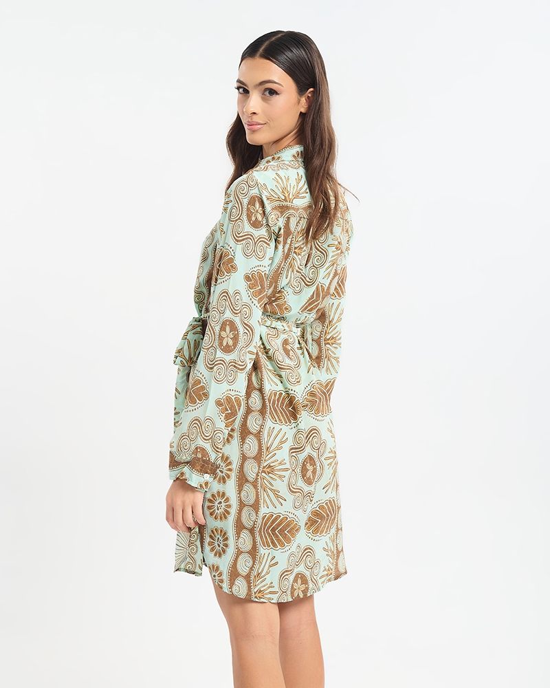 Φόρεμα BLE Mini Σεμιζιέ Με Ethnic Print & Ζώνη