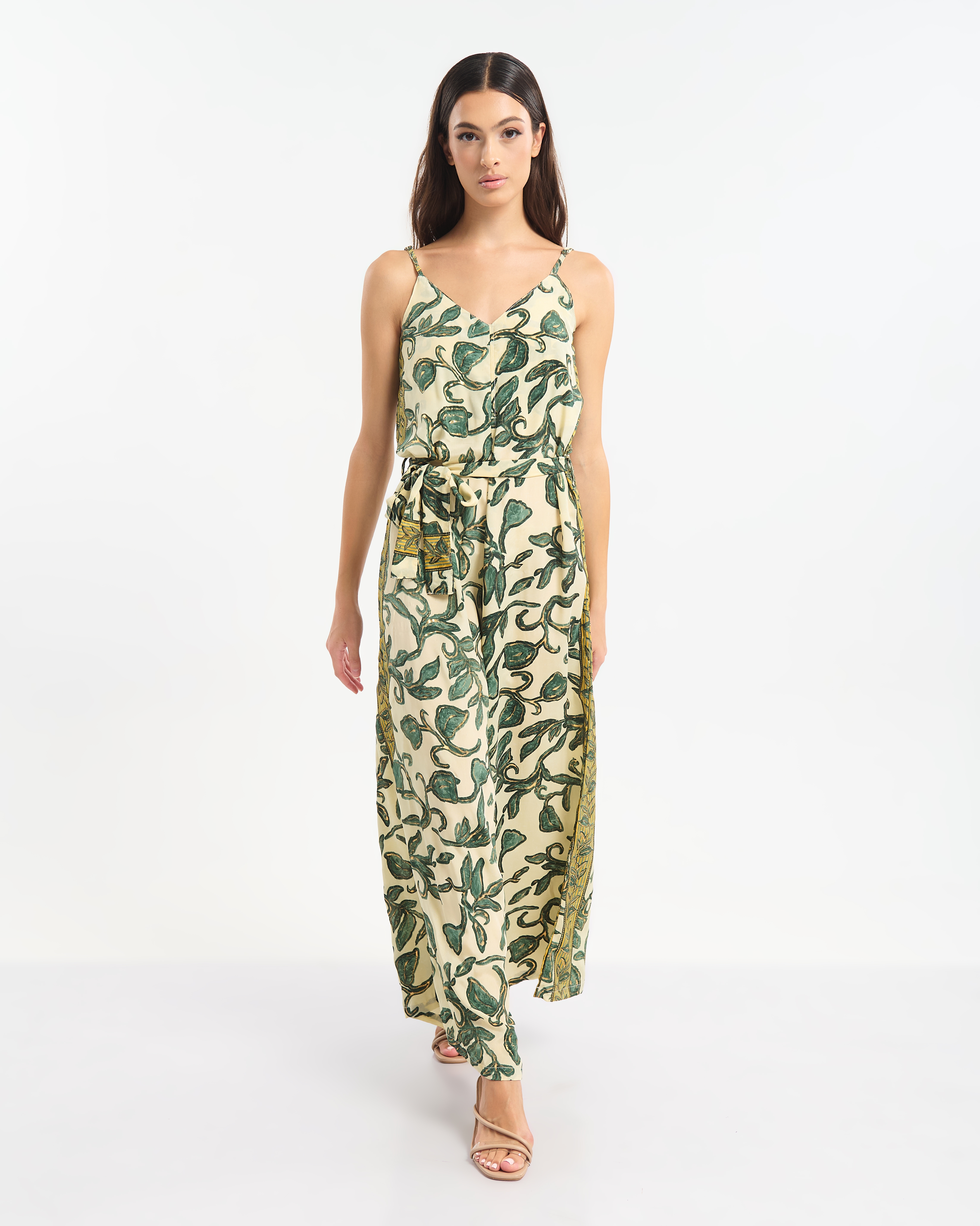 Ολόσωμη Φόρμα BLE Με Tropical Print & Ζώνη