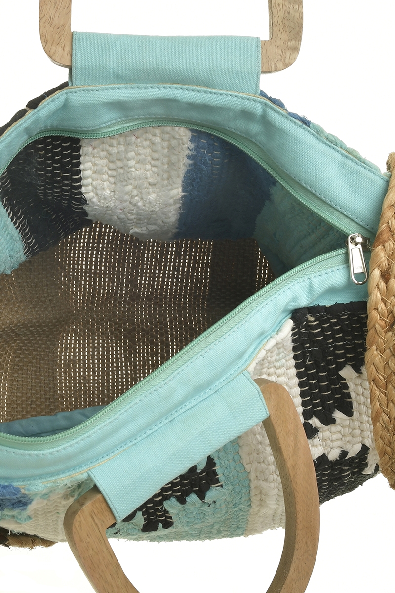 BLE Resort Collection Woven Handbag Sky Blue Multicolor
