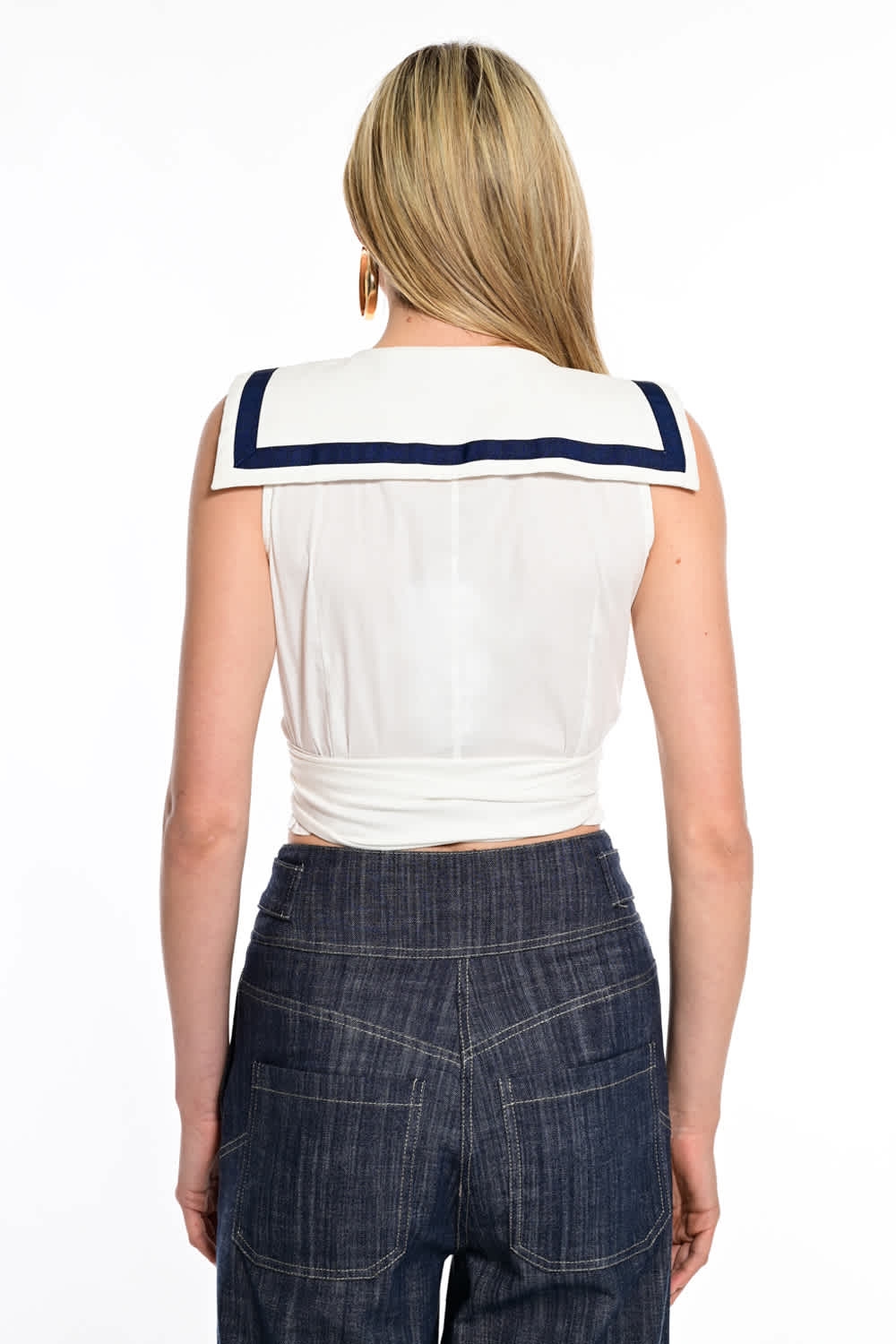Τοπ WECOSS Crop Με Sailor Γιακά Και Δέσιμο