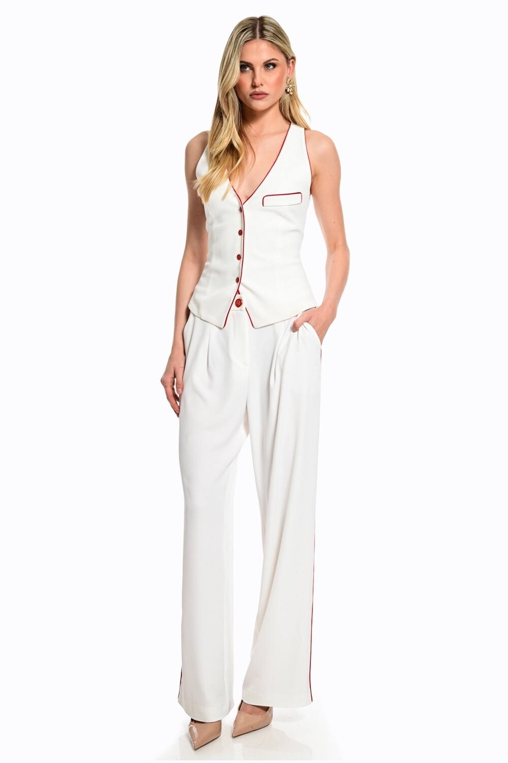 Παντελόνι WECOSS Wide Leg Με Ρέλι