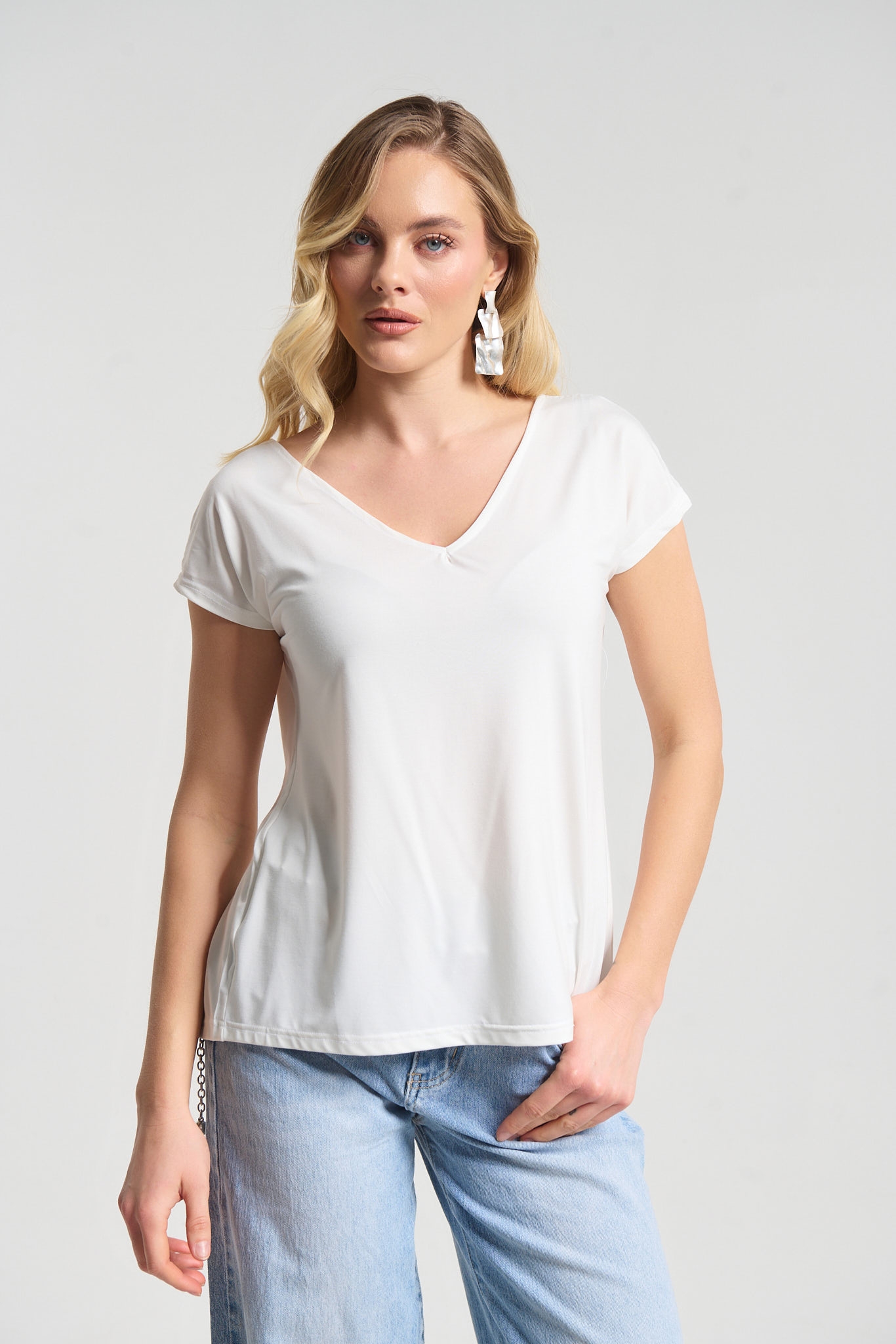 Women’s V-Neck Top with Decorative Back Detail  Made in Greece by Kellys