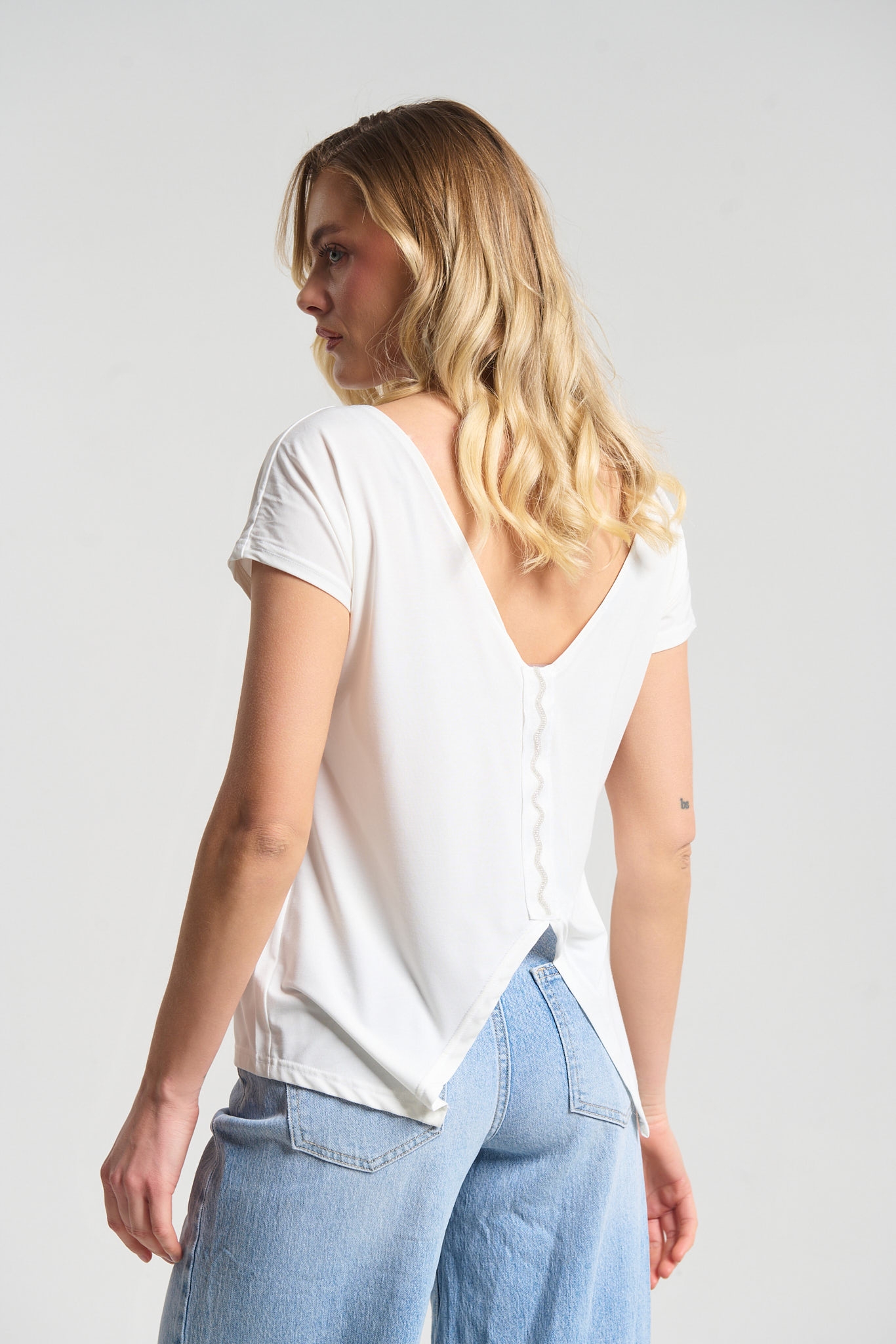 Women’s V-Neck Top with Decorative Back Detail  Made in Greece by Kellys