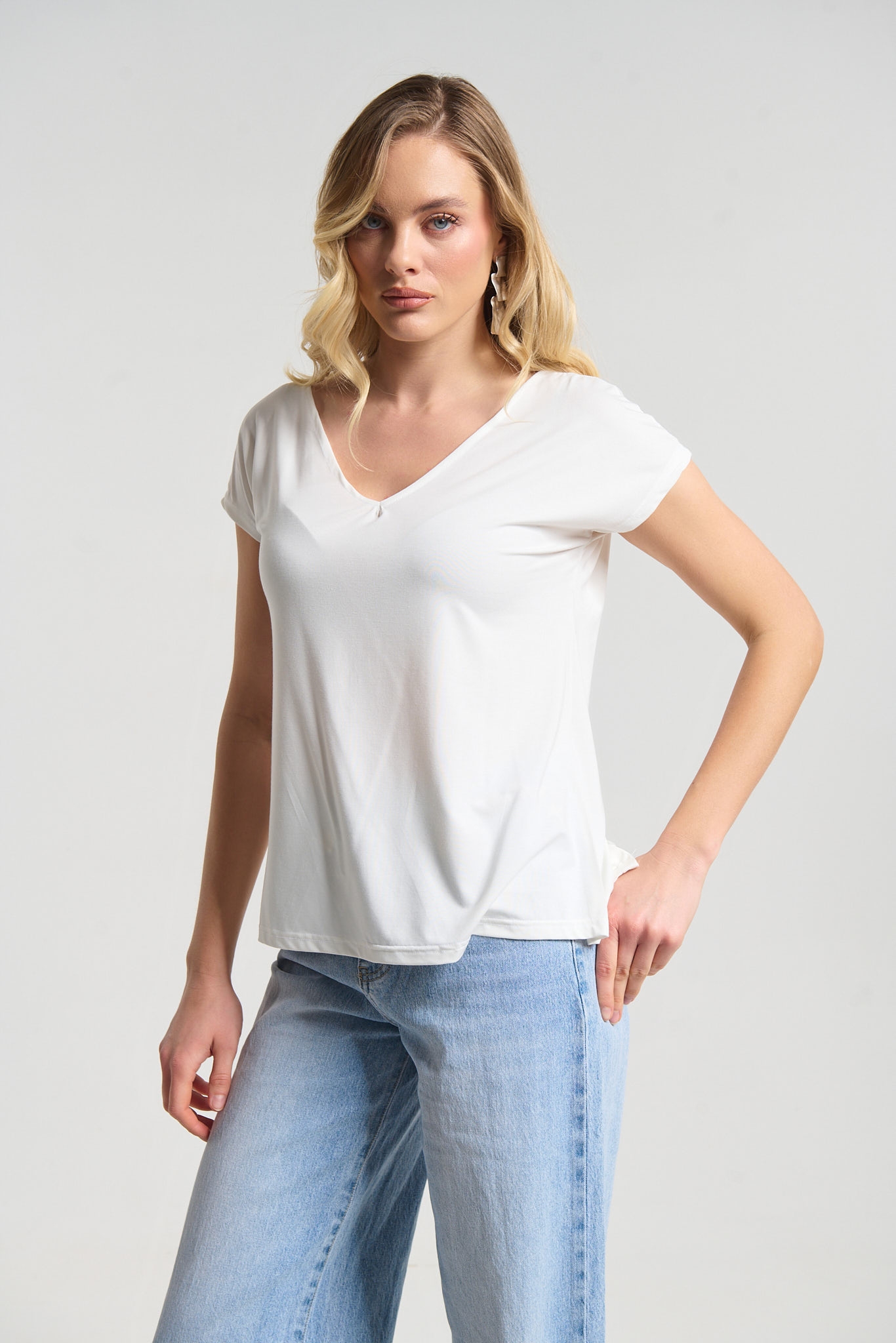 Women’s V-Neck Top with Decorative Back Detail  Made in Greece by Kellys