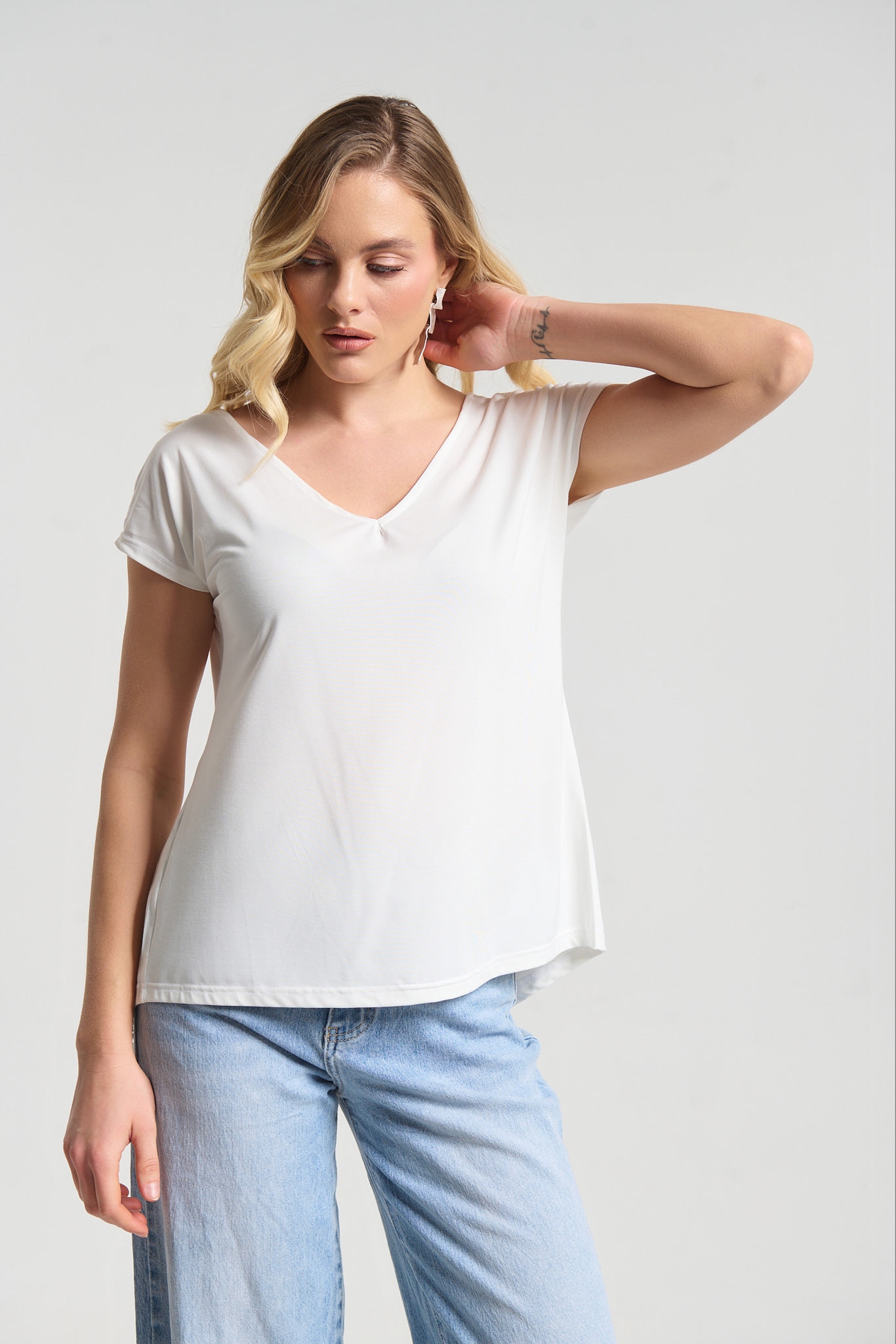 Women’s V-Neck Top with Decorative Back Detail  Made in Greece by Kellys