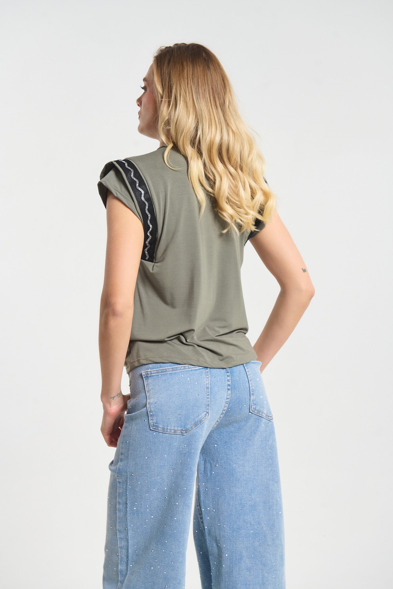 Kellys Women’s Top with Decorative Sleeve Trim – Made in Greece