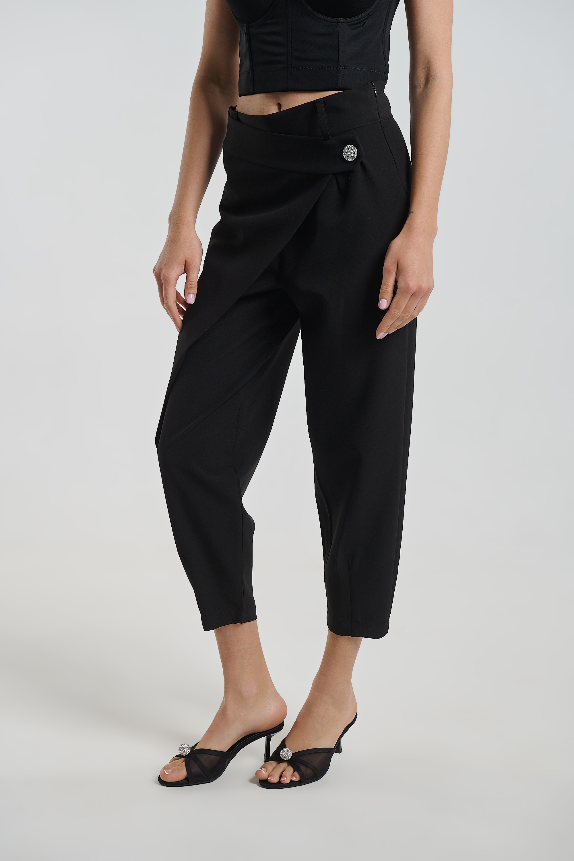 Kellys Draped Trousers with Button Detail