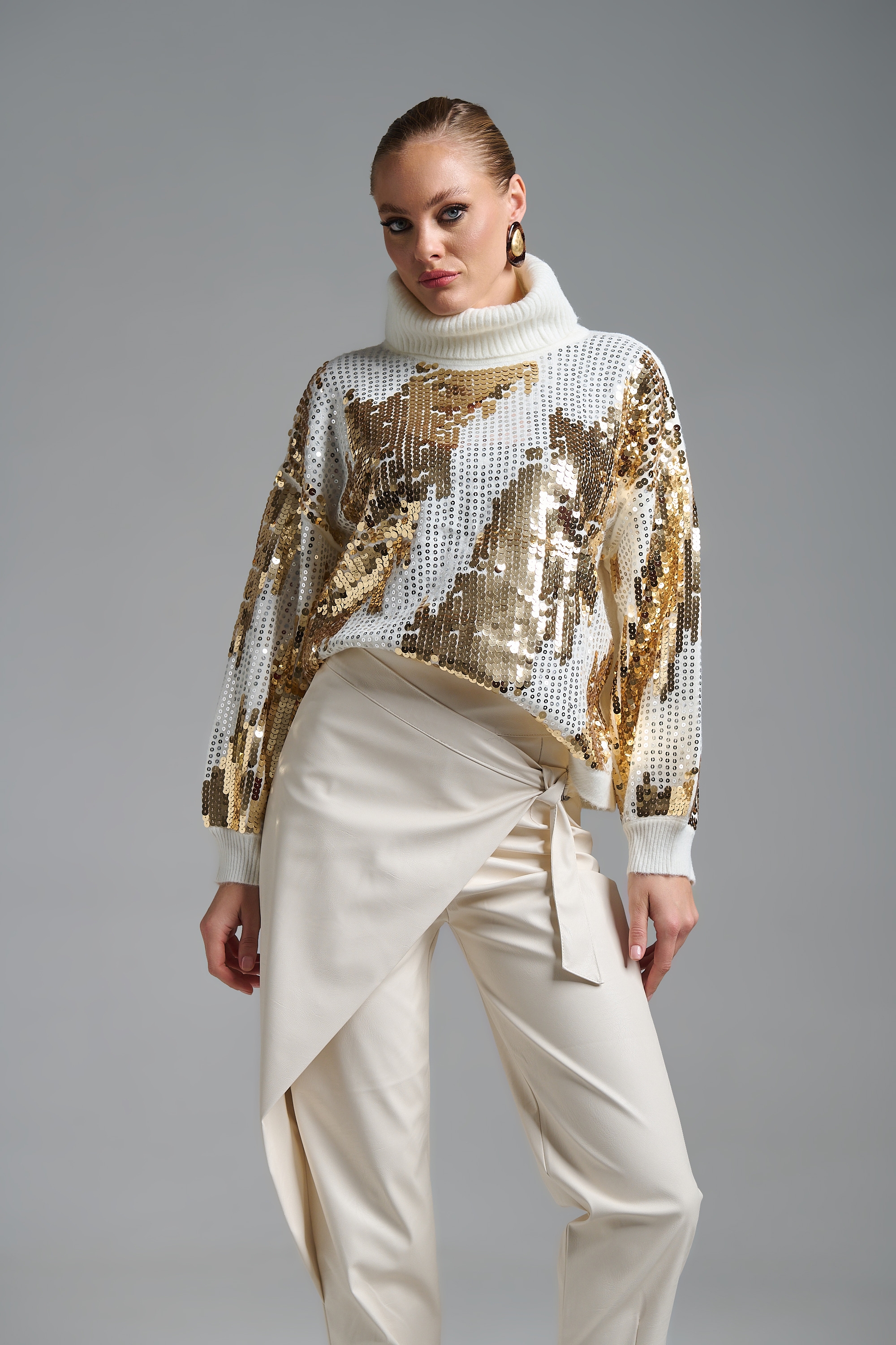 Women’s Faux Leather Wrap Cut Pants Kellys