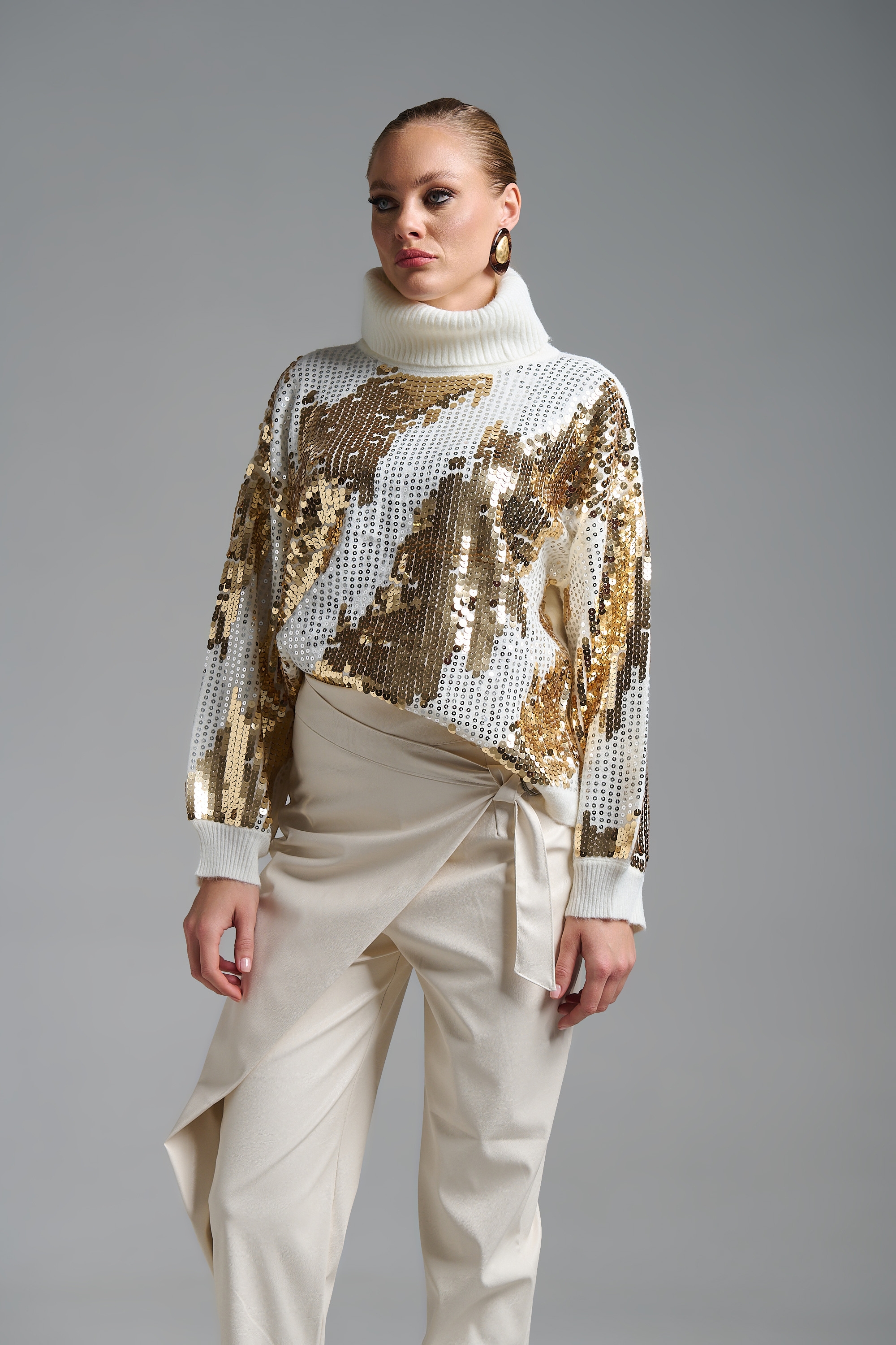 Women’s Faux Leather Wrap Cut Pants Kellys