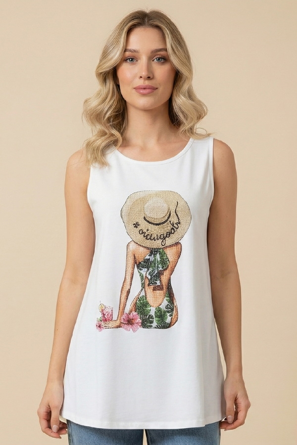 Μπλούζα DEJAVU Αμάνικη Με Summer Print Κοπέλα