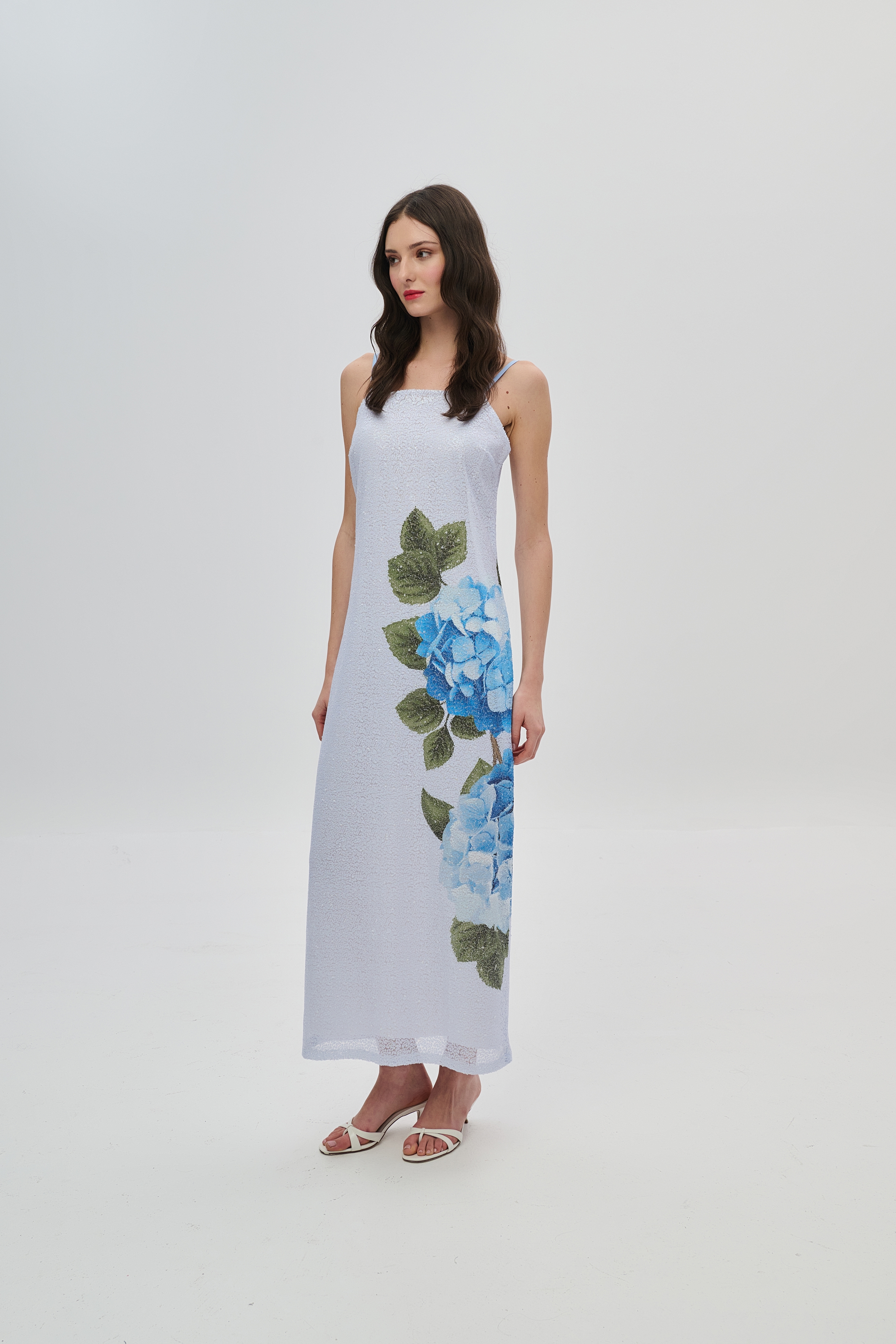 Sequin Floral Maxi Dress with Adjustable Straps DEJAVU
