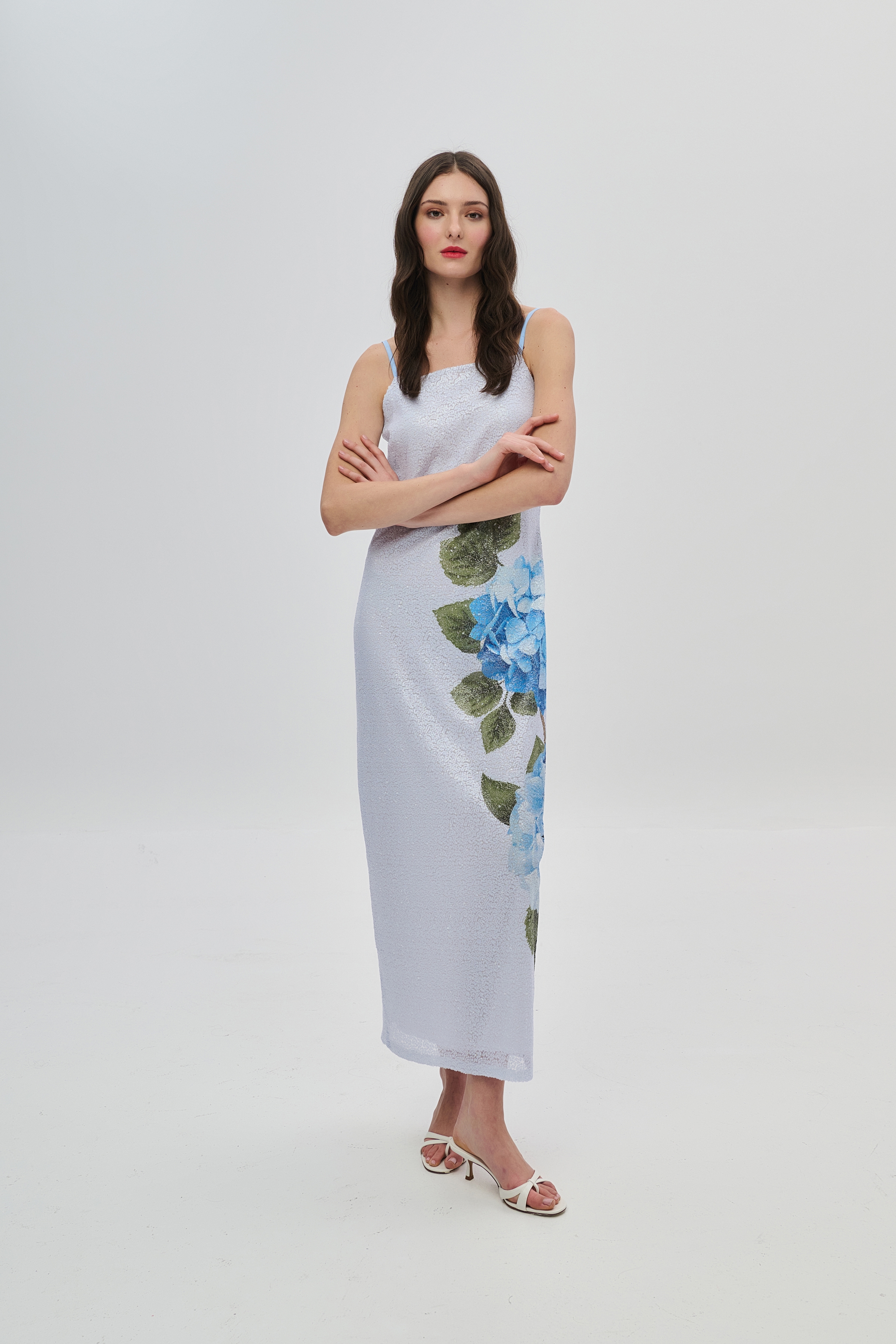 Sequin Floral Maxi Dress with Adjustable Straps DEJAVU