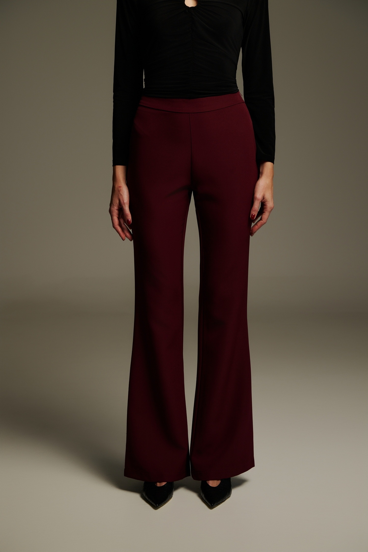 High-Waisted Flared Pants with Side Zip  Greek Design by DEJAVU