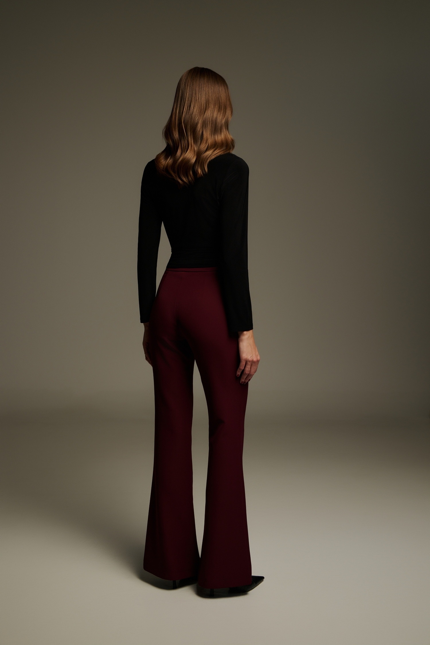 High-Waisted Flared Pants with Side Zip  Greek Design by DEJAVU