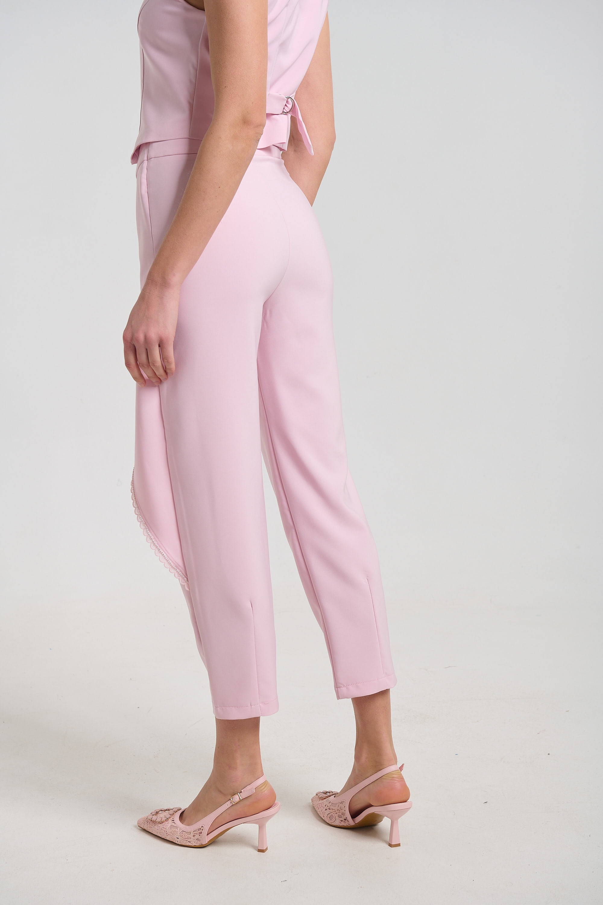 Women's Elegant Cigarette Pants with Decorative Details DEJAVU