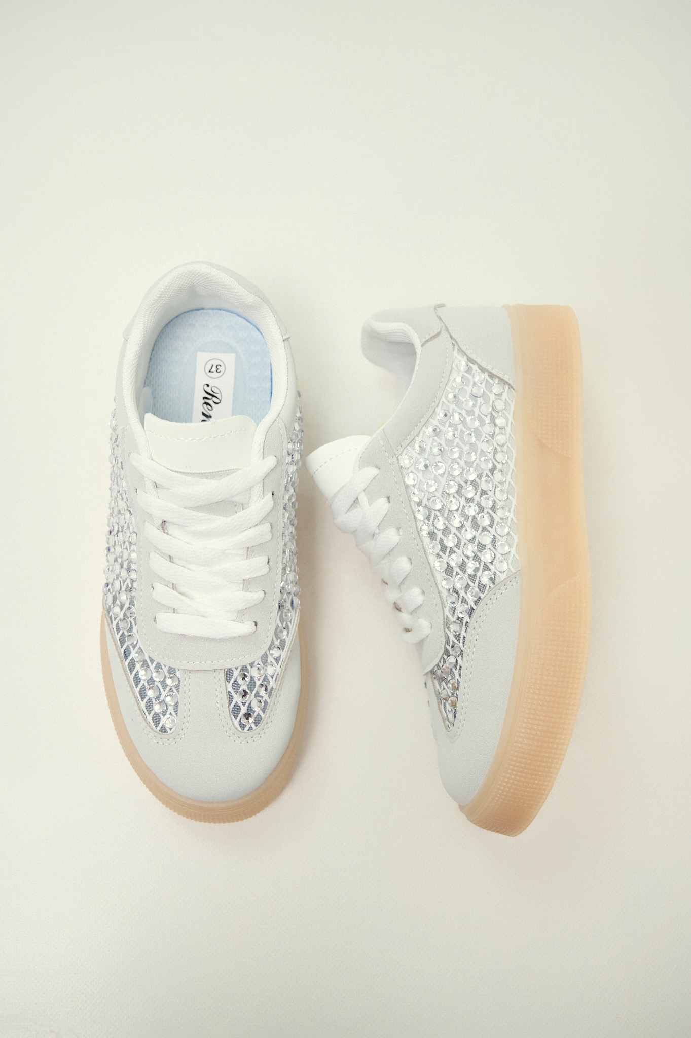 Sneakers with Strass & Mesh