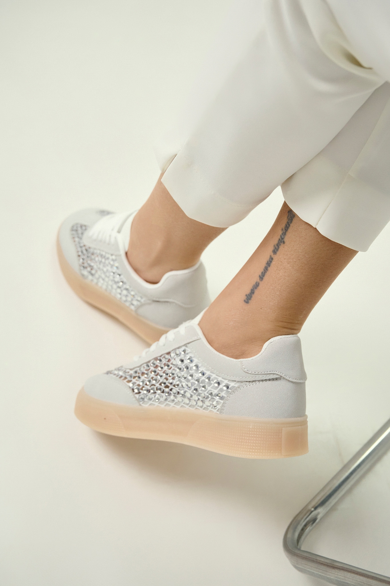 Sneakers with Strass & Mesh