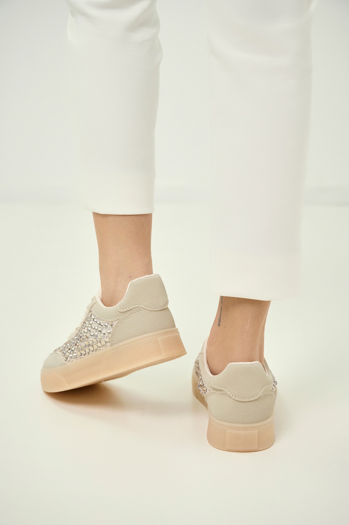 Sneakers with Strass & Mesh