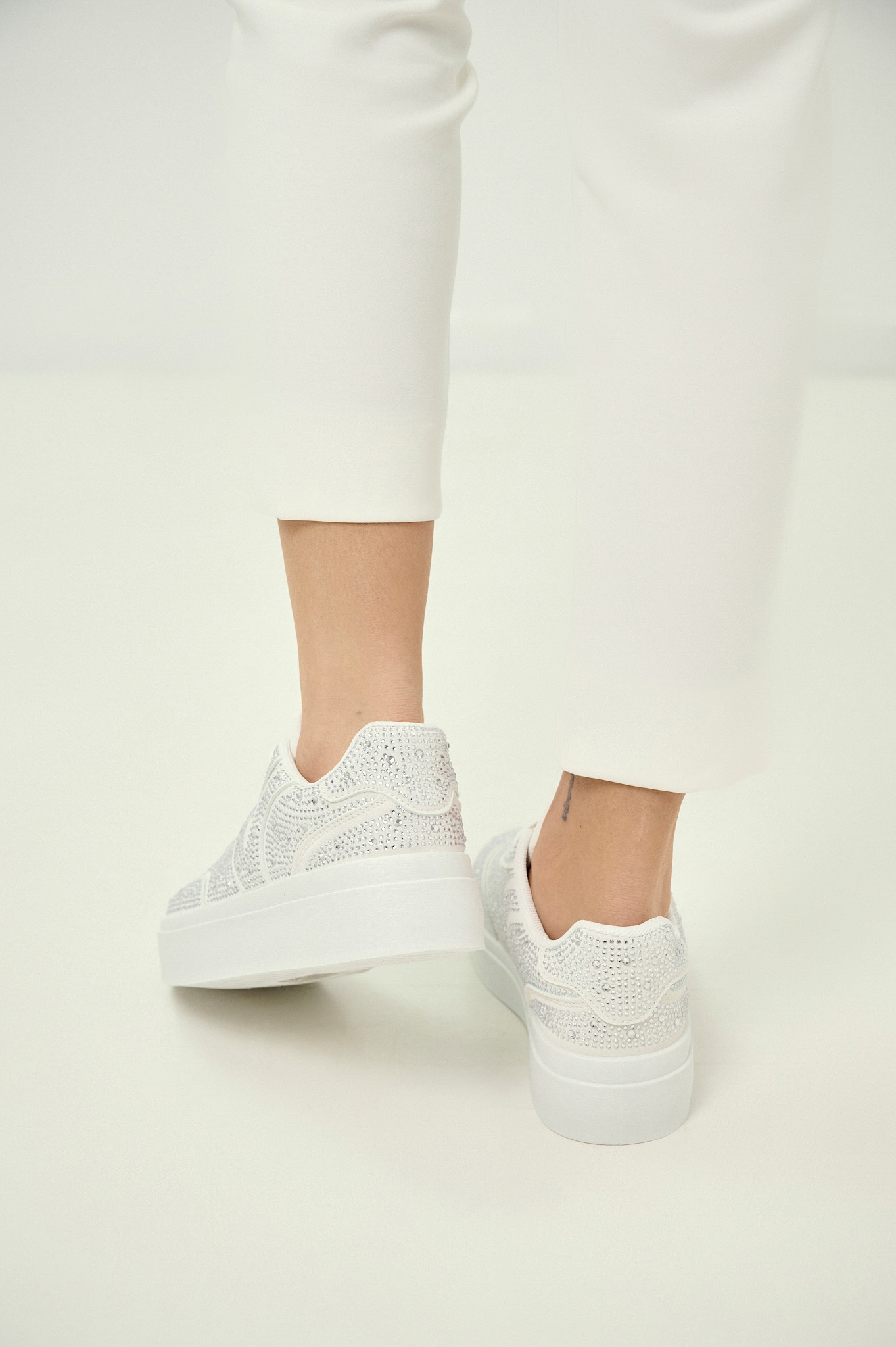 Platform Sneakers with Strass Logo