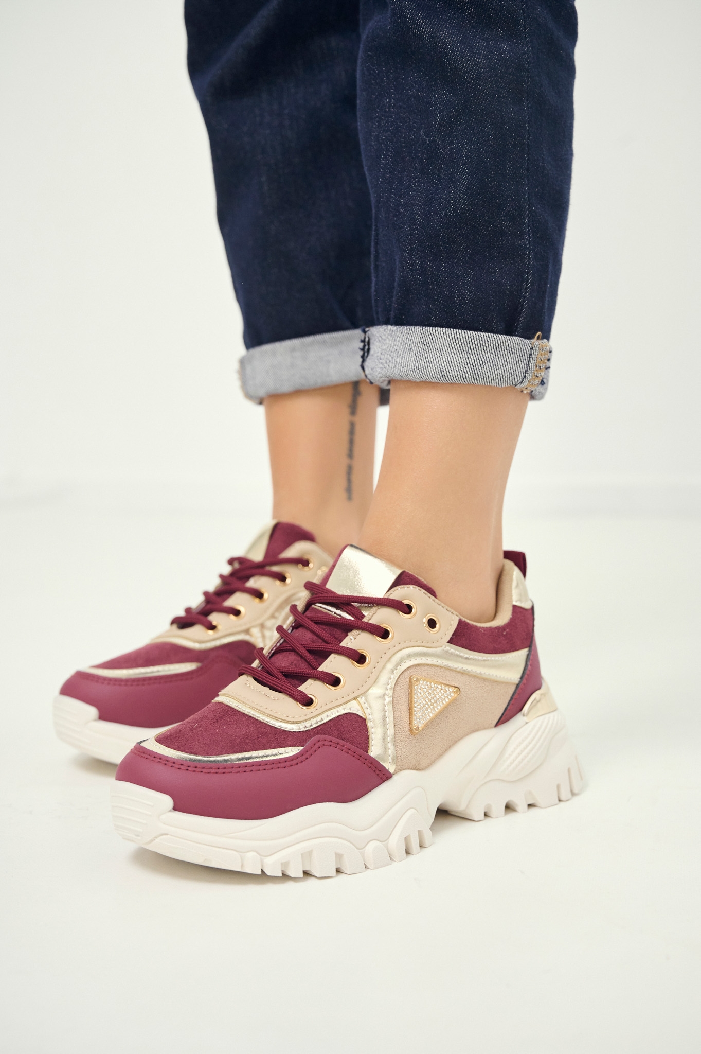 Sneakers Chunky Με Μεταλλικές Λεπτομέρειες & Στρας