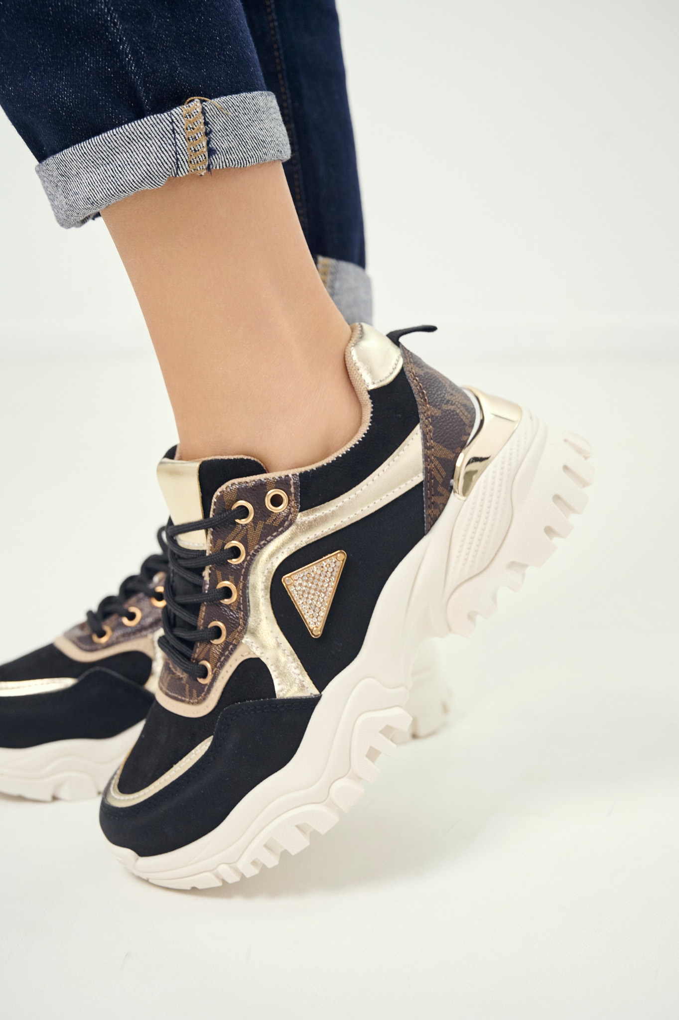 Sneakers Chunky Με Μεταλλικές Λεπτομέρειες & Στρας