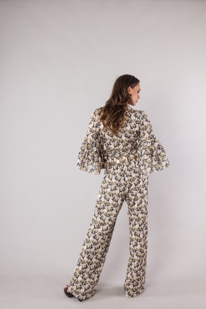 OPEN FASHION Floral Wide Leg Pants