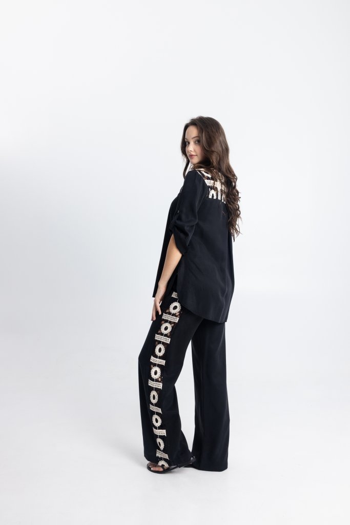 Σετ Open Πουκάμισο & Παντελόνι Με Κέντημα