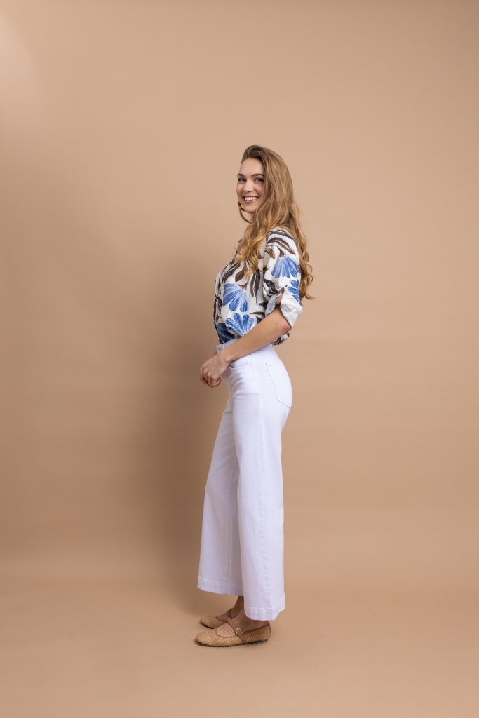 Women's White Wide Leg Pants Open Fashion