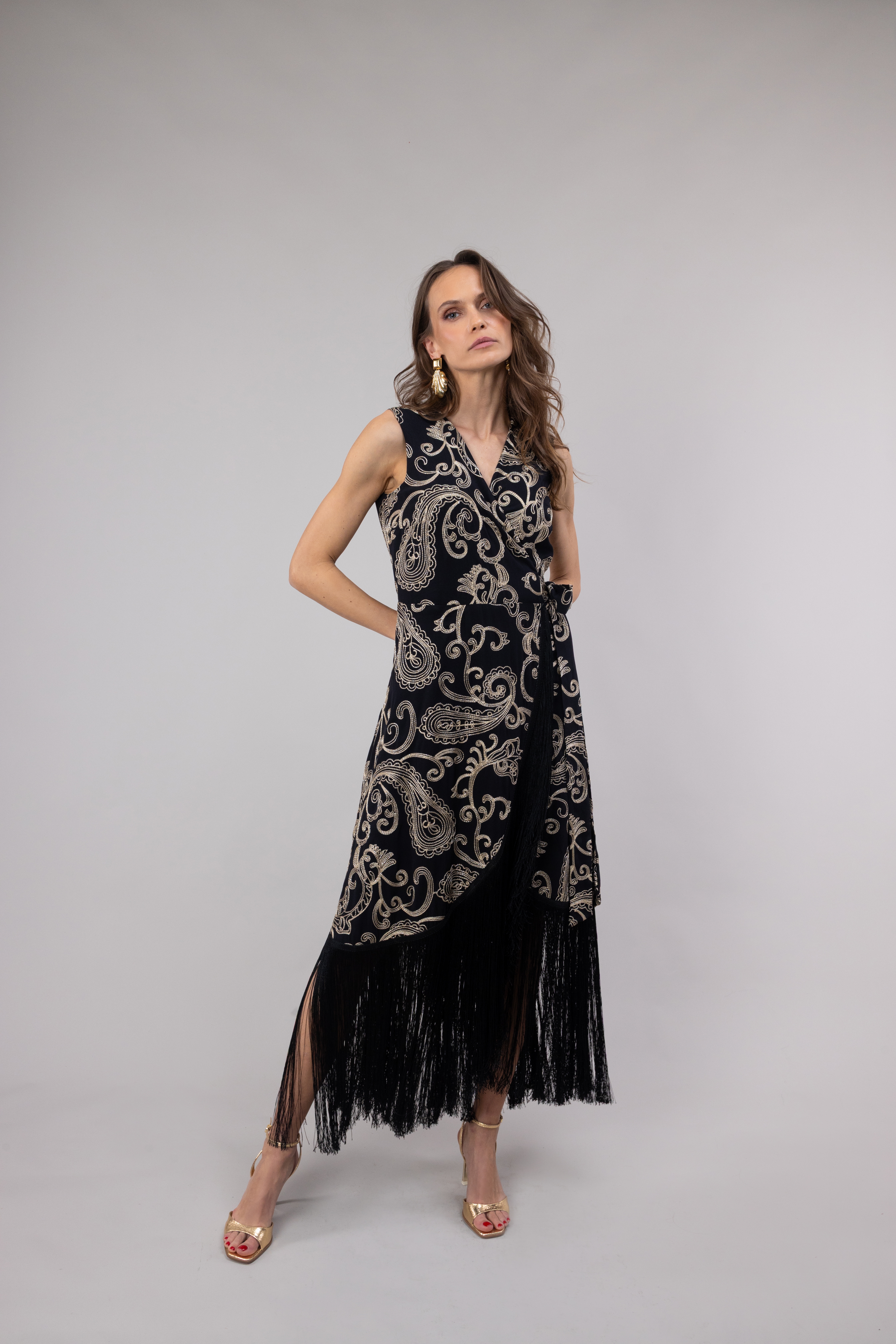 Φόρεμα OPEN Maxi Με Κρόσσια 