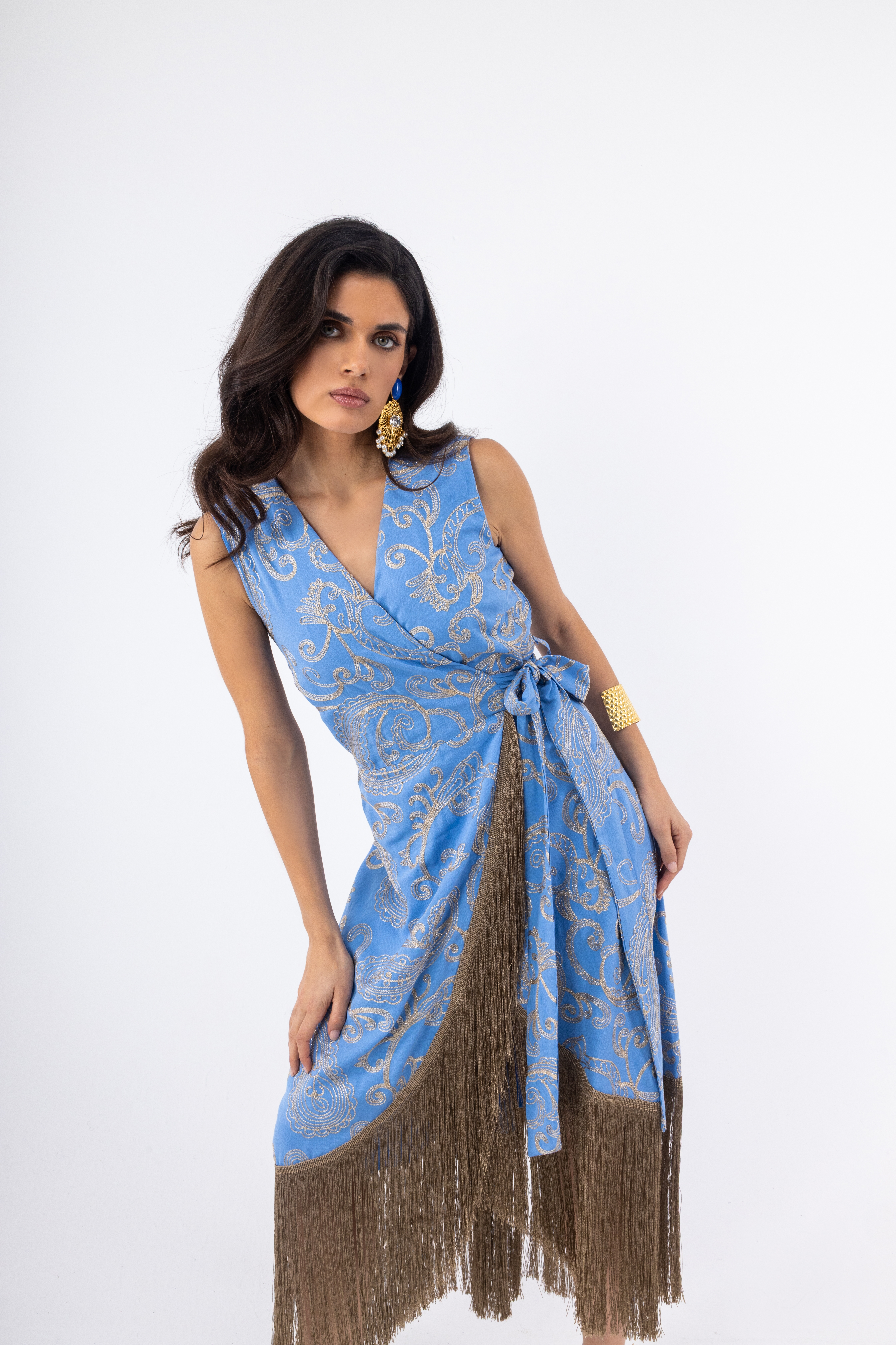 Φόρεμα OPEN Maxi Με Κρόσσια 