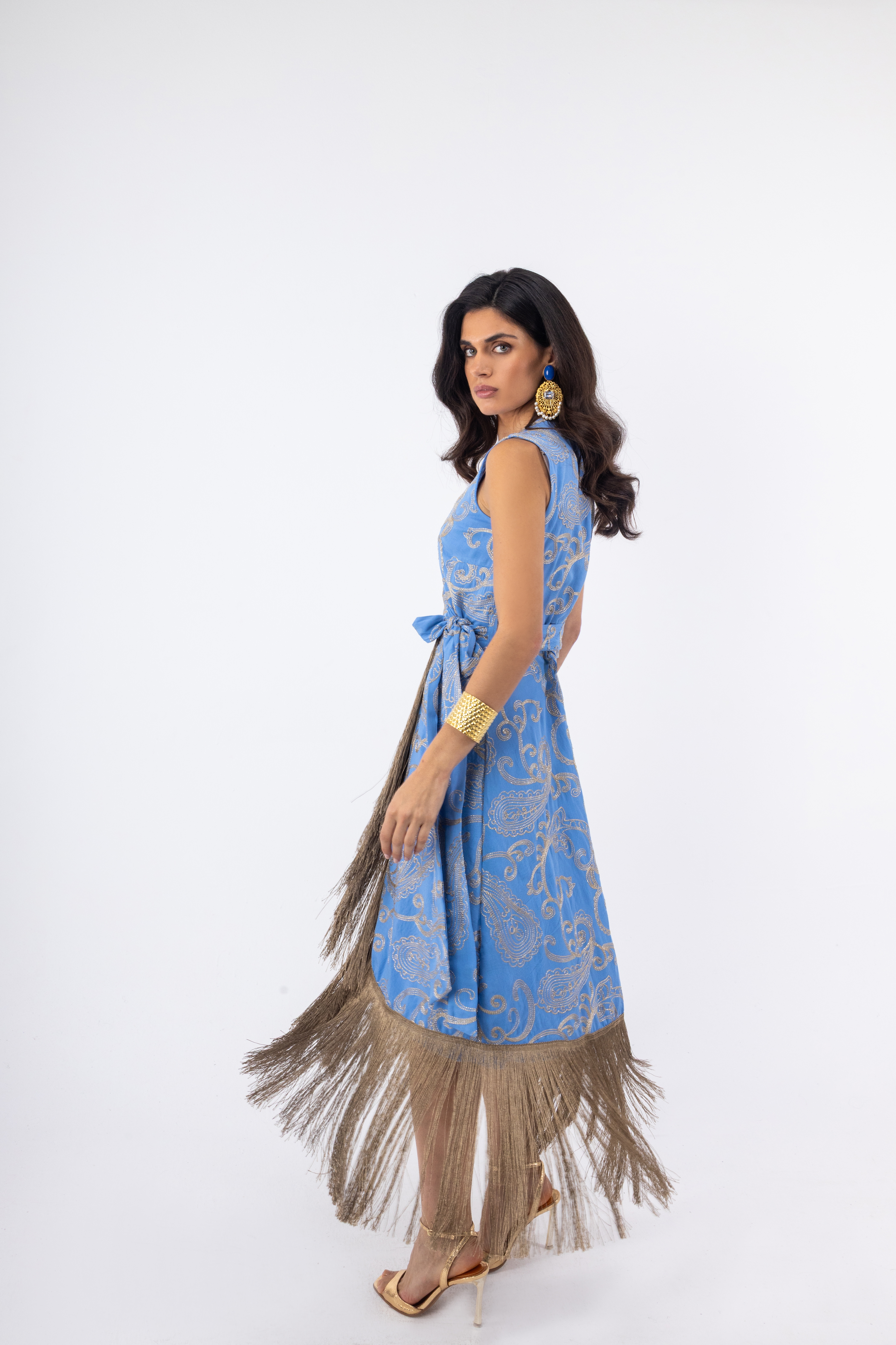 Φόρεμα OPEN Maxi Με Κρόσσια 