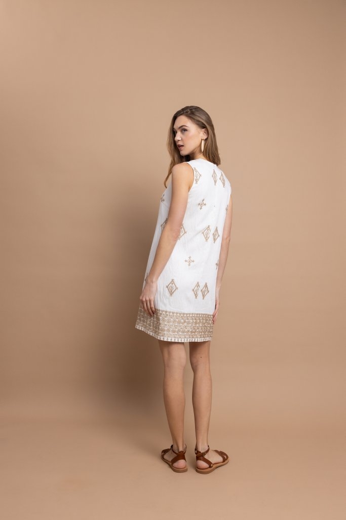 Φόρεμα OPEN Κοντό Boho Με Κέντημα