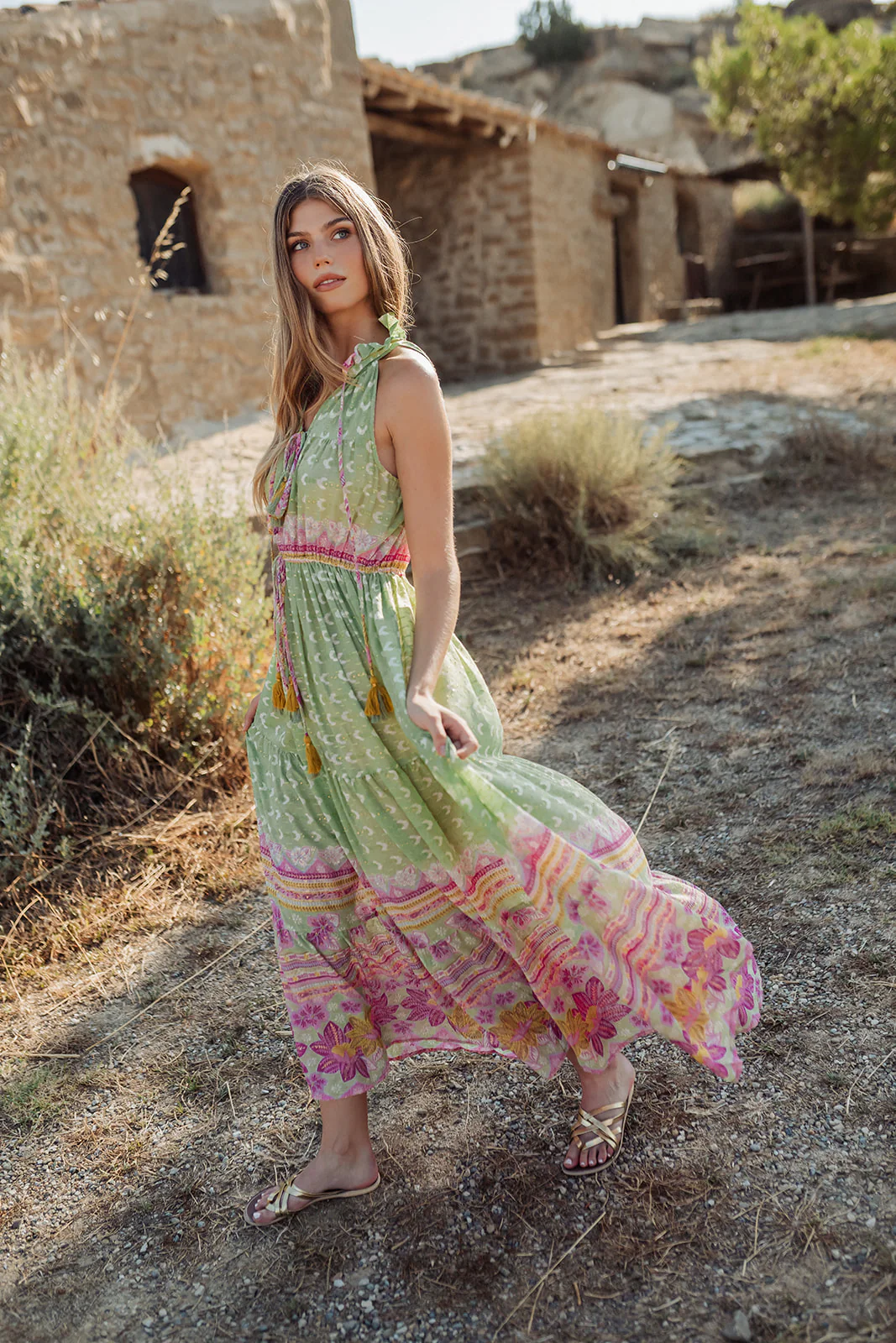 PITI CUITI Green Printed Maxi Dress