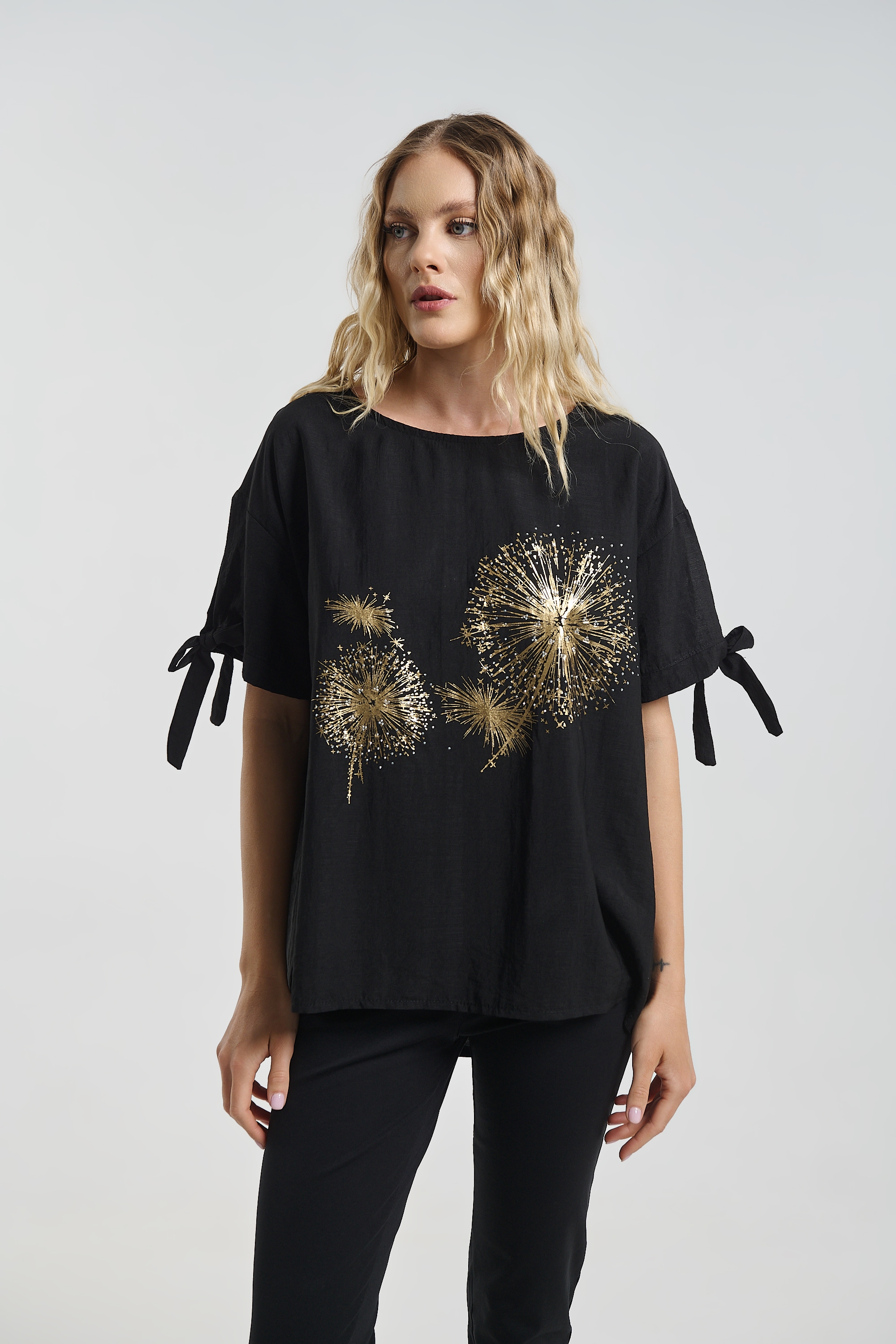 Μπλούζα Oversized Με Δέσιμο Στο Μανίκι
