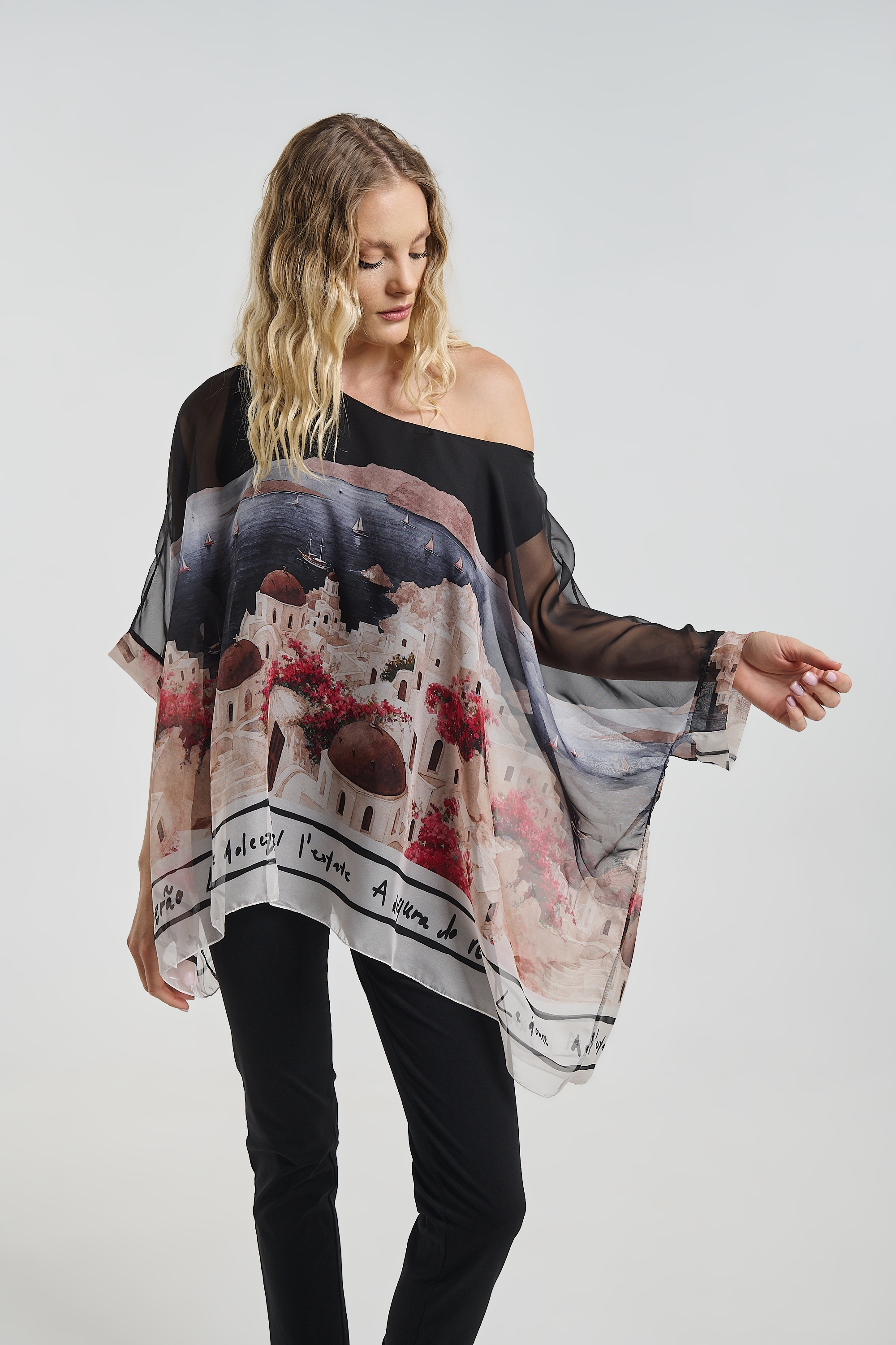ΜπλούζαΑσύμμετρη Oversized  Νυχτερίδα Με Print 